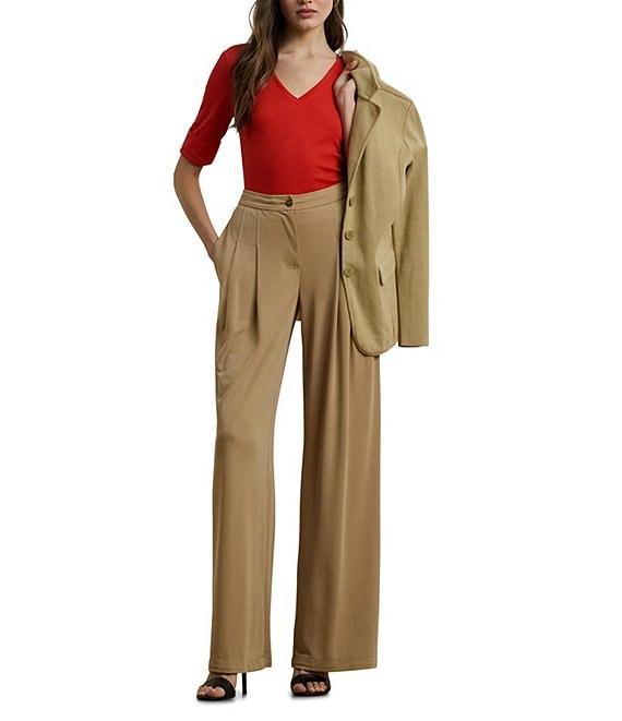 Lauren Ralph Lauren Stretch Cotton V-Neck Elbow Sleeve Fitted Tee Product Image