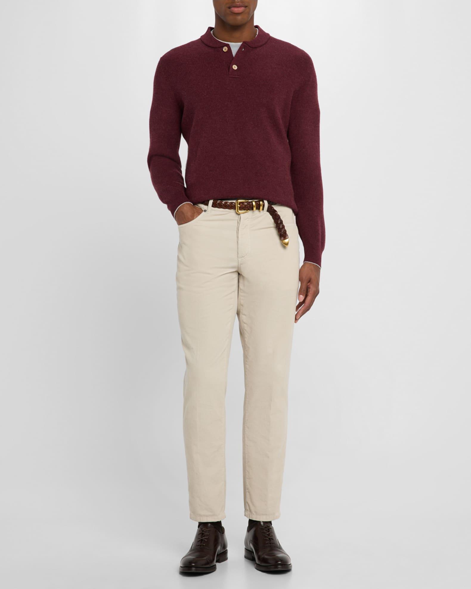 Men's Ribbed Cashmere Henley Sweater Product Image