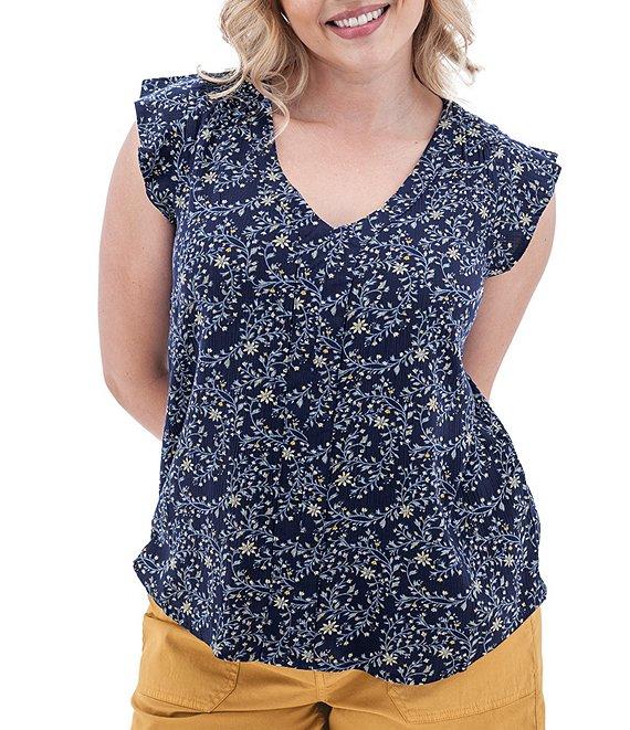 Aventura Francesca Floral Crepe Flutter V-Neck Tank Product Image