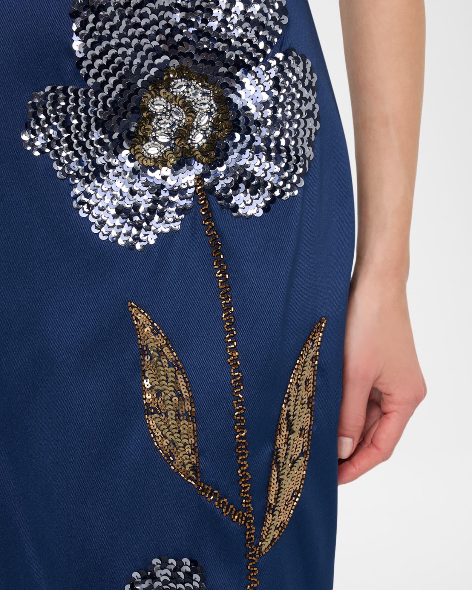 Sleeveless Flower-Beaded Midi Dress Product Image