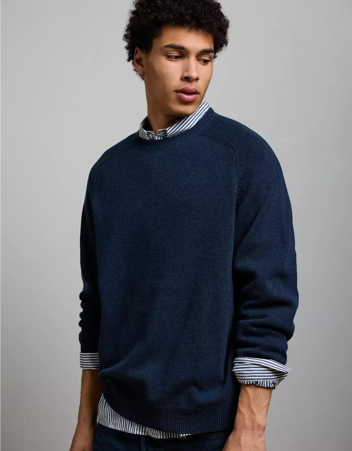 AE77 Premium Cashmere-Blend Crew Neck Sweater Product Image