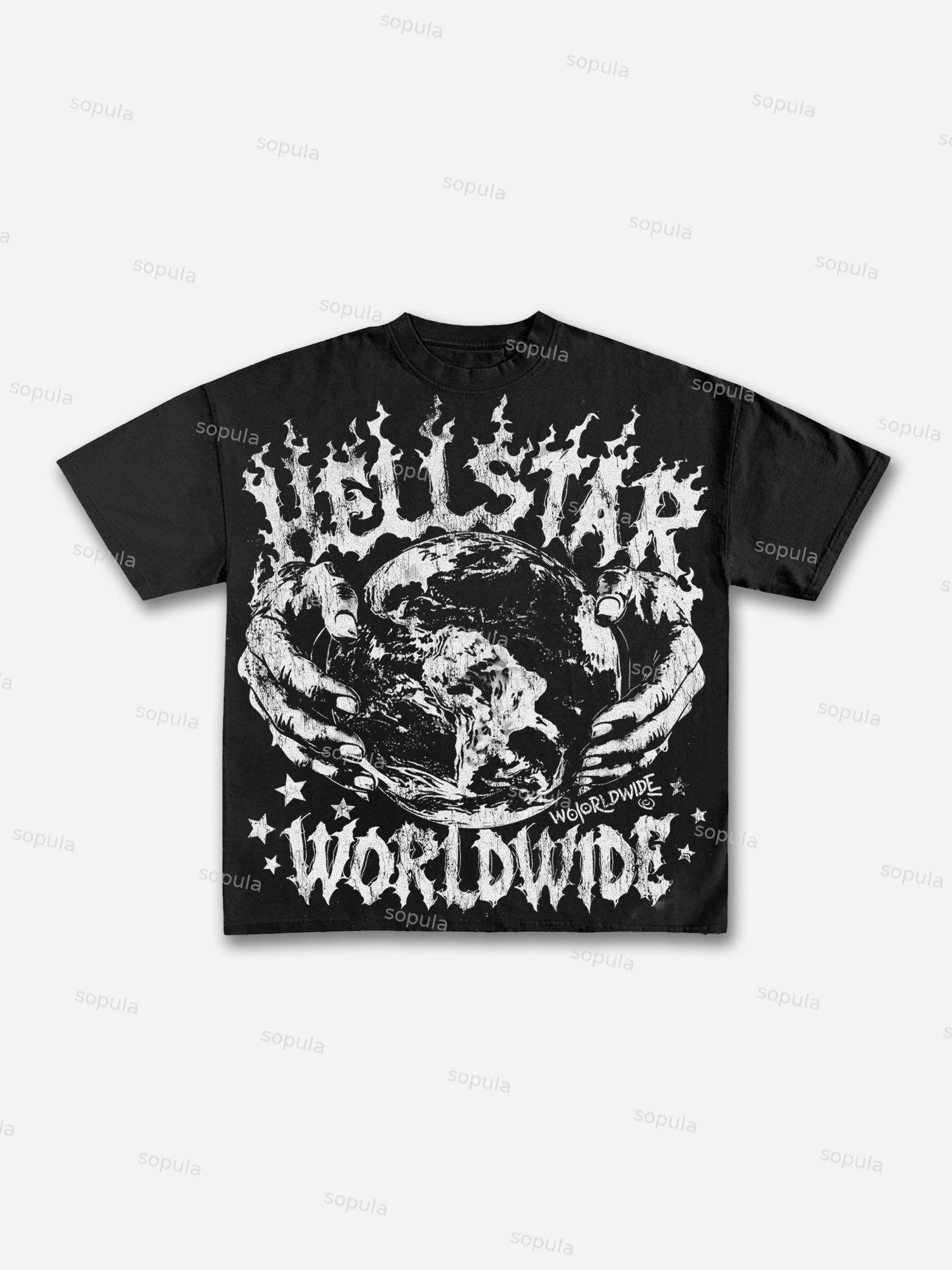 Retro Worldwide Graphic Cotton T-shirt Product Image