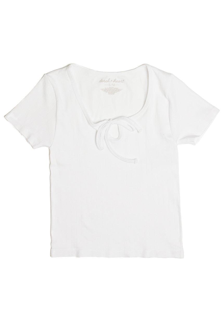 White Tie Neck Seamless Tee Product Image