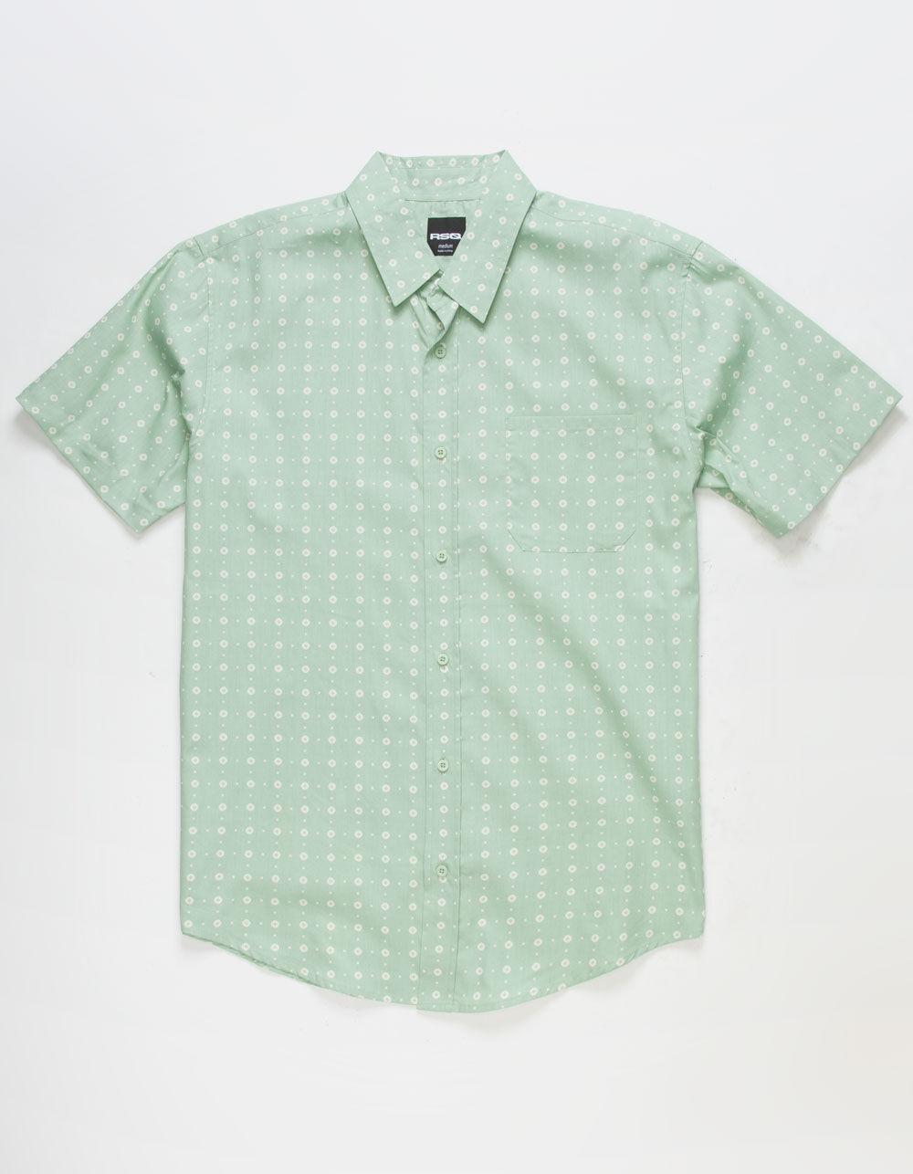 RSQ Mens Ditsy Geo Button Up Shirt - GRASSHOPPER Product Image
