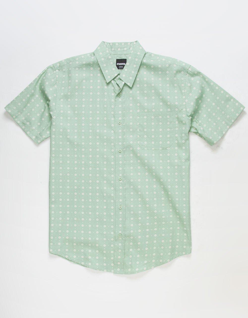 RSQ Mens Ditsy Geo Button Up Shirt - GRASSHOPPER Product Image