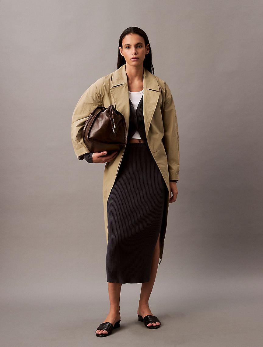 Smooth Cotton Rib Midi Skirt Product Image