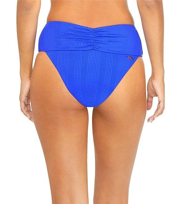Raisins Souls Solids Rib Texture Soft V-Waist Shirred Hipster Swim Bottom Product Image