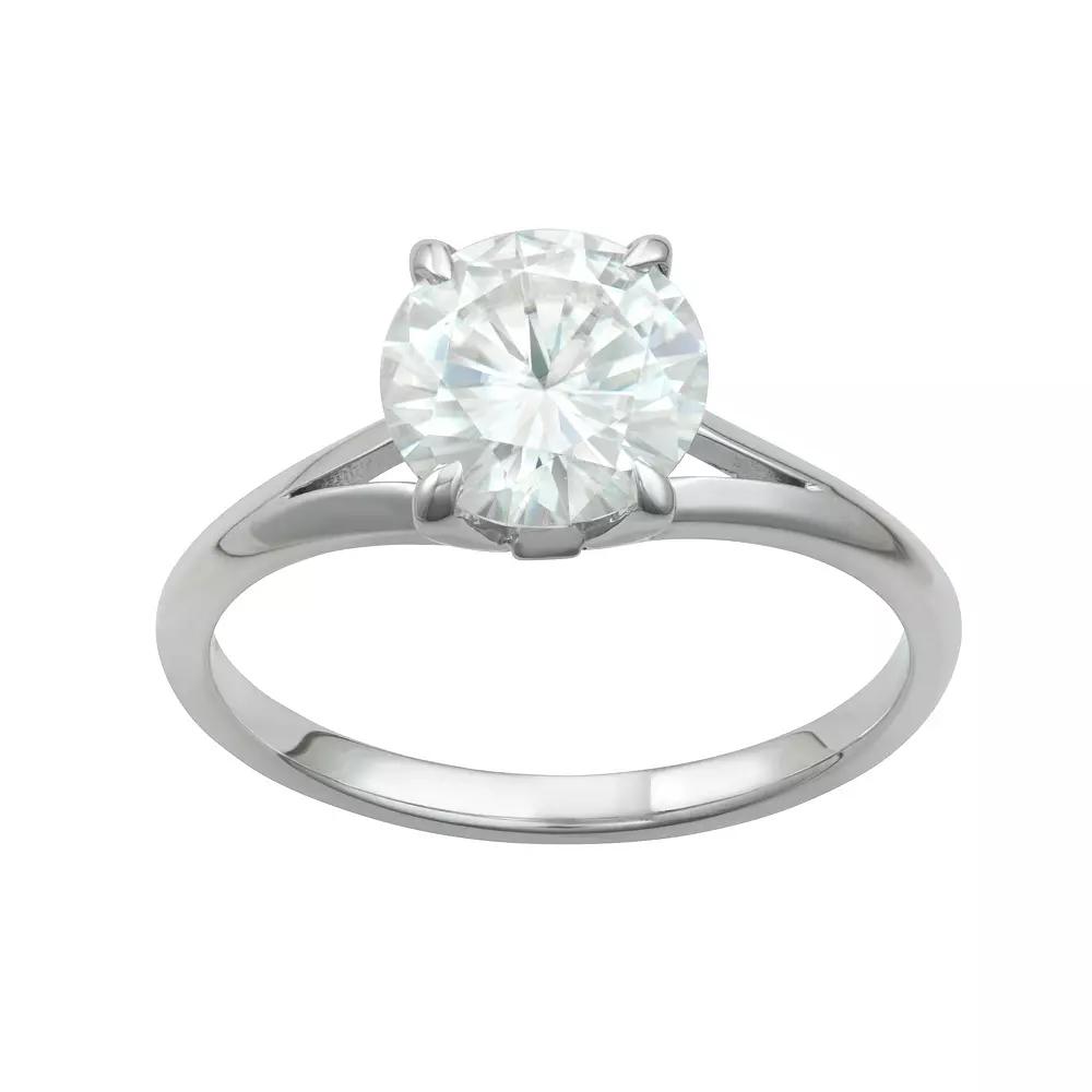 Charles & Colvard 14k Gold 2 Carat T.W. Round Lab-Created Moissanite Solitaire Engagement Ring, Women's, Size: 8, White Product Image