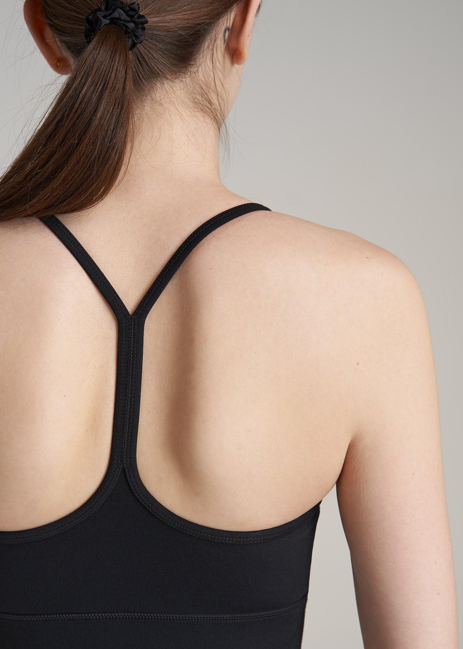 Racerback Sports Bra for Tall Women in Black Female Product Image