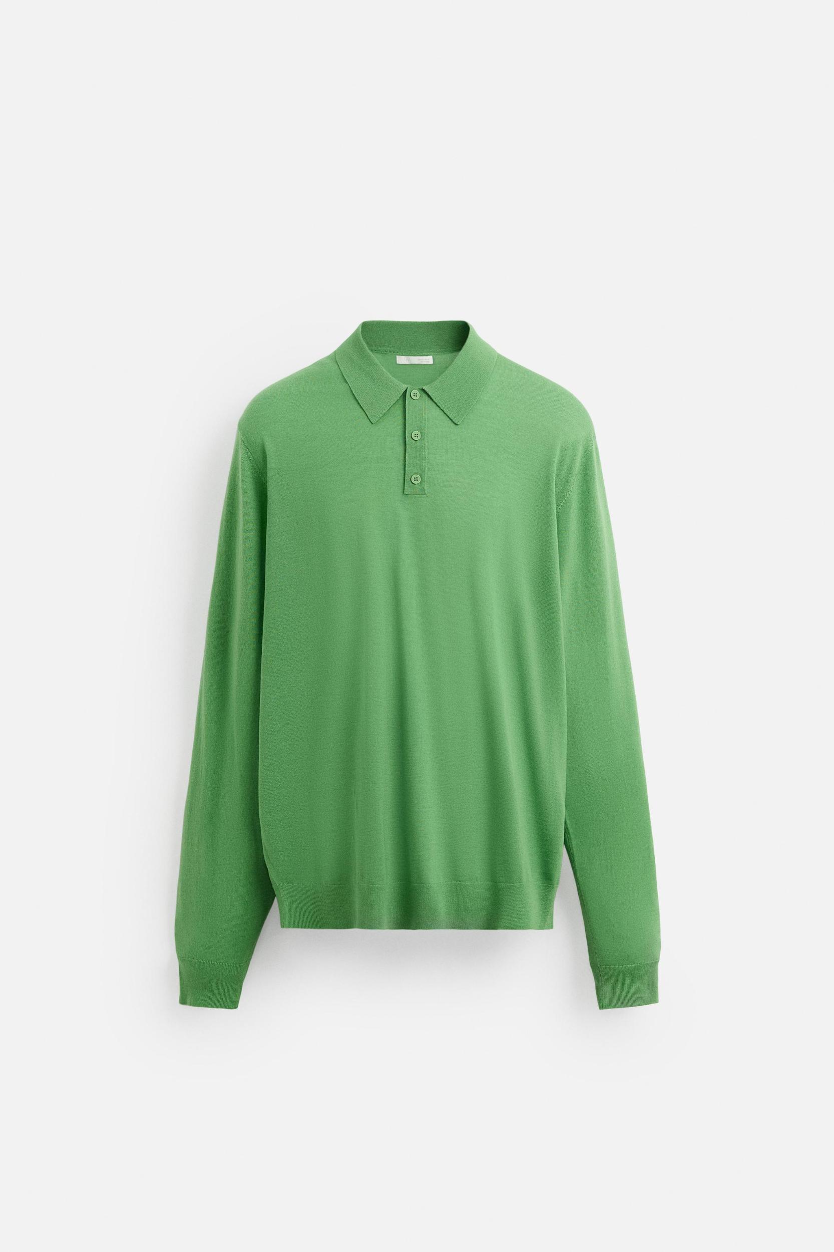 100% WOOL KNIT POLO SHIRT Product Image