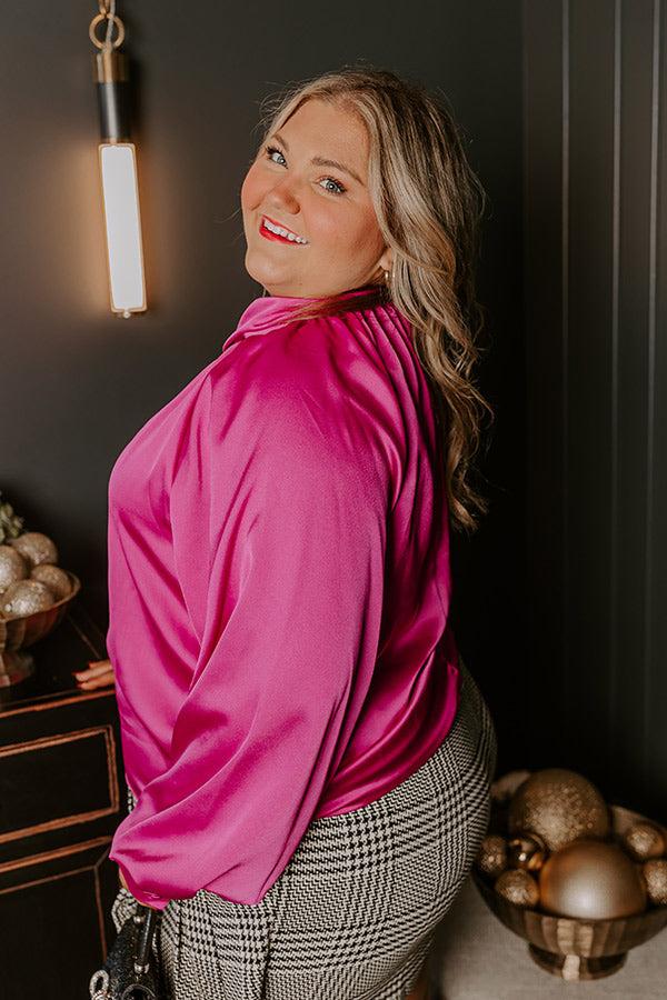 VIP Flight Plans Satin Top in Fuchsia Curves Product Image