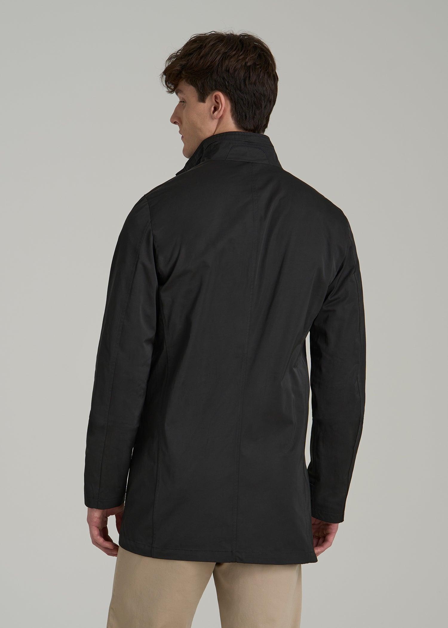 Zip Trench Coat for Tall Men in Black Male Product Image