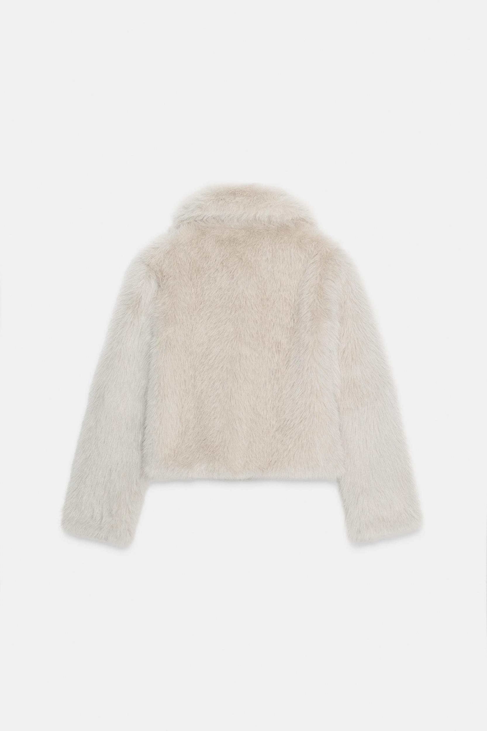 SHORT FAUX FUR ZIP-UP COAT Product Image