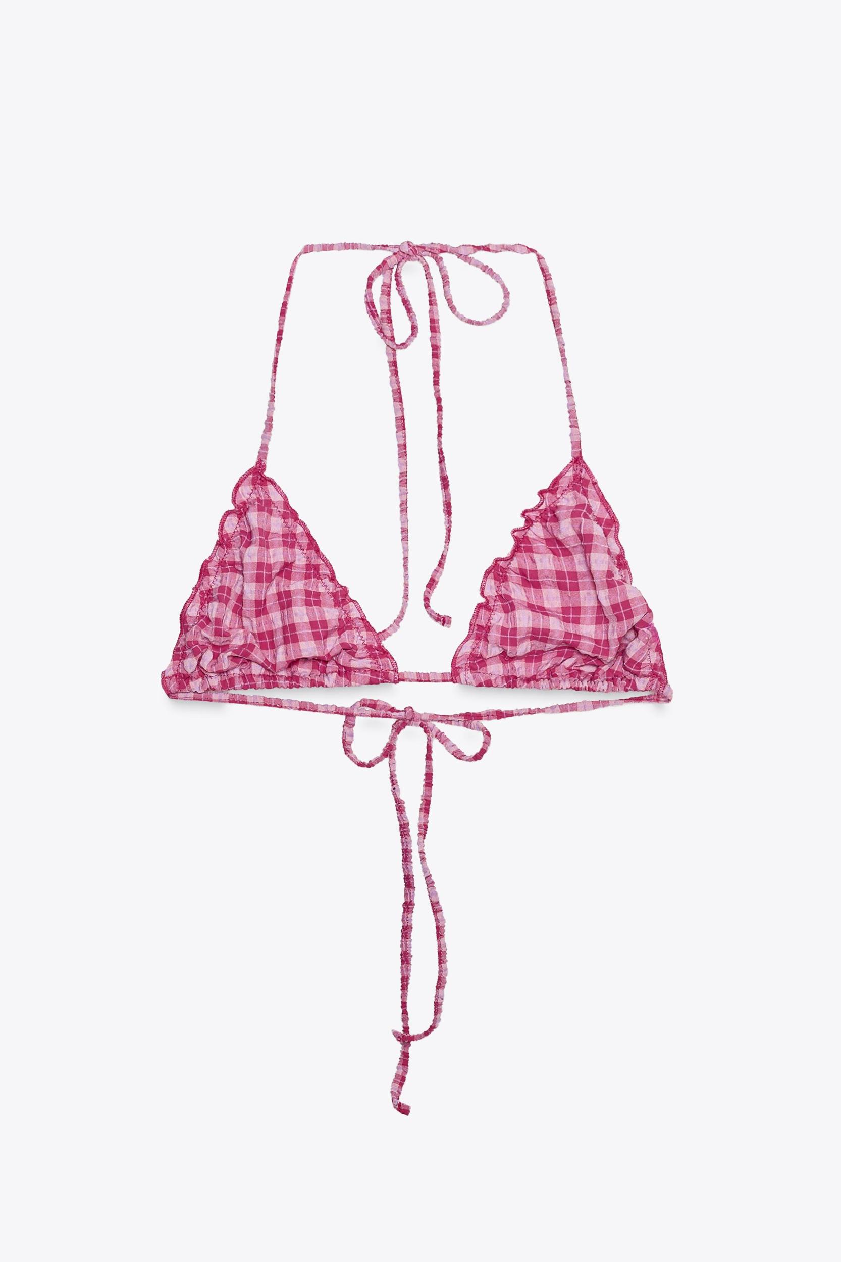 CHECKERED TRIANGLE BIKINI TOP Product Image