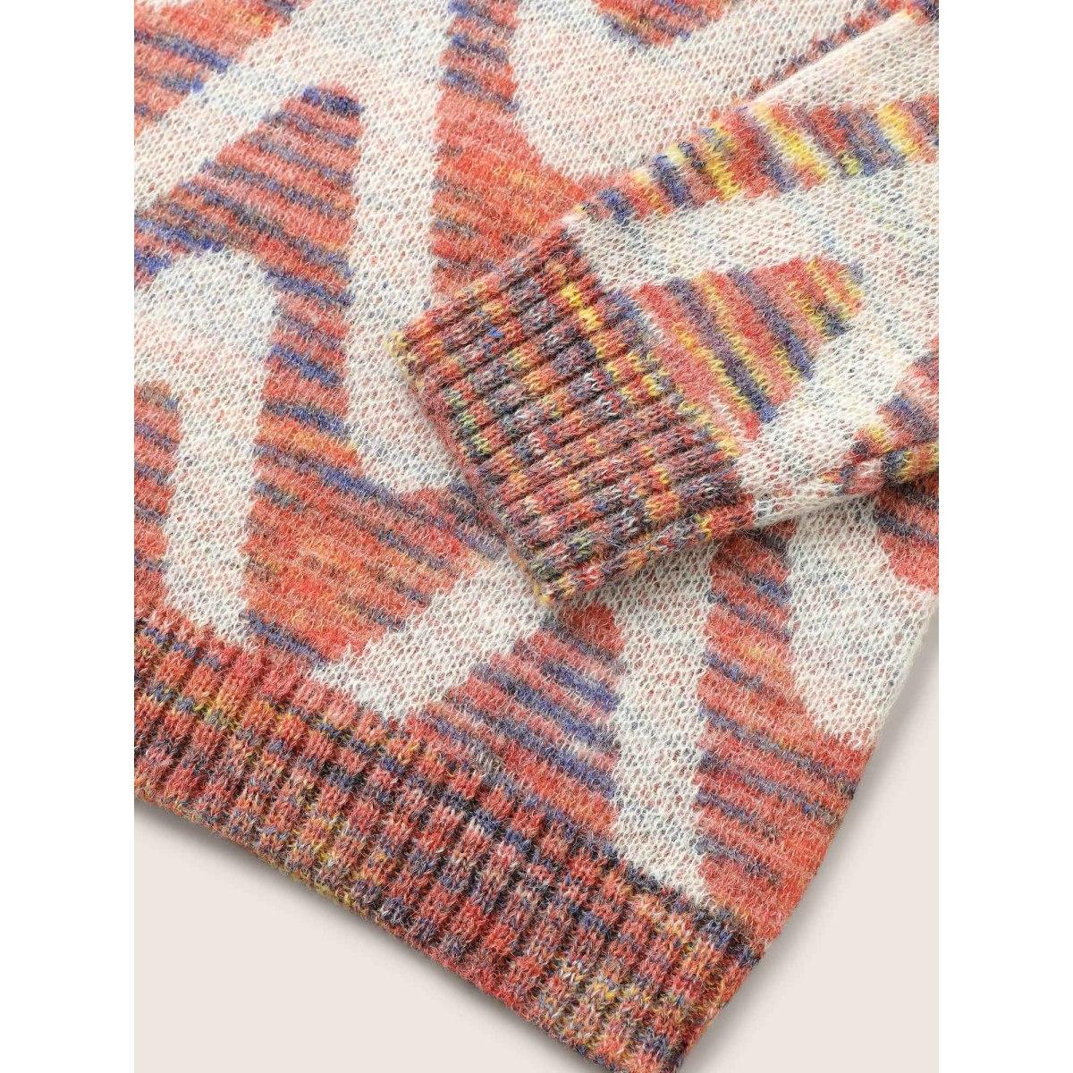 Plus Size Asymmetrical Heather Wave Elastic Cuffs Pullover Rust Women Casual Long Sleeve V-neck Everyday Pullovers BloomChic 18-20/2X Product Image