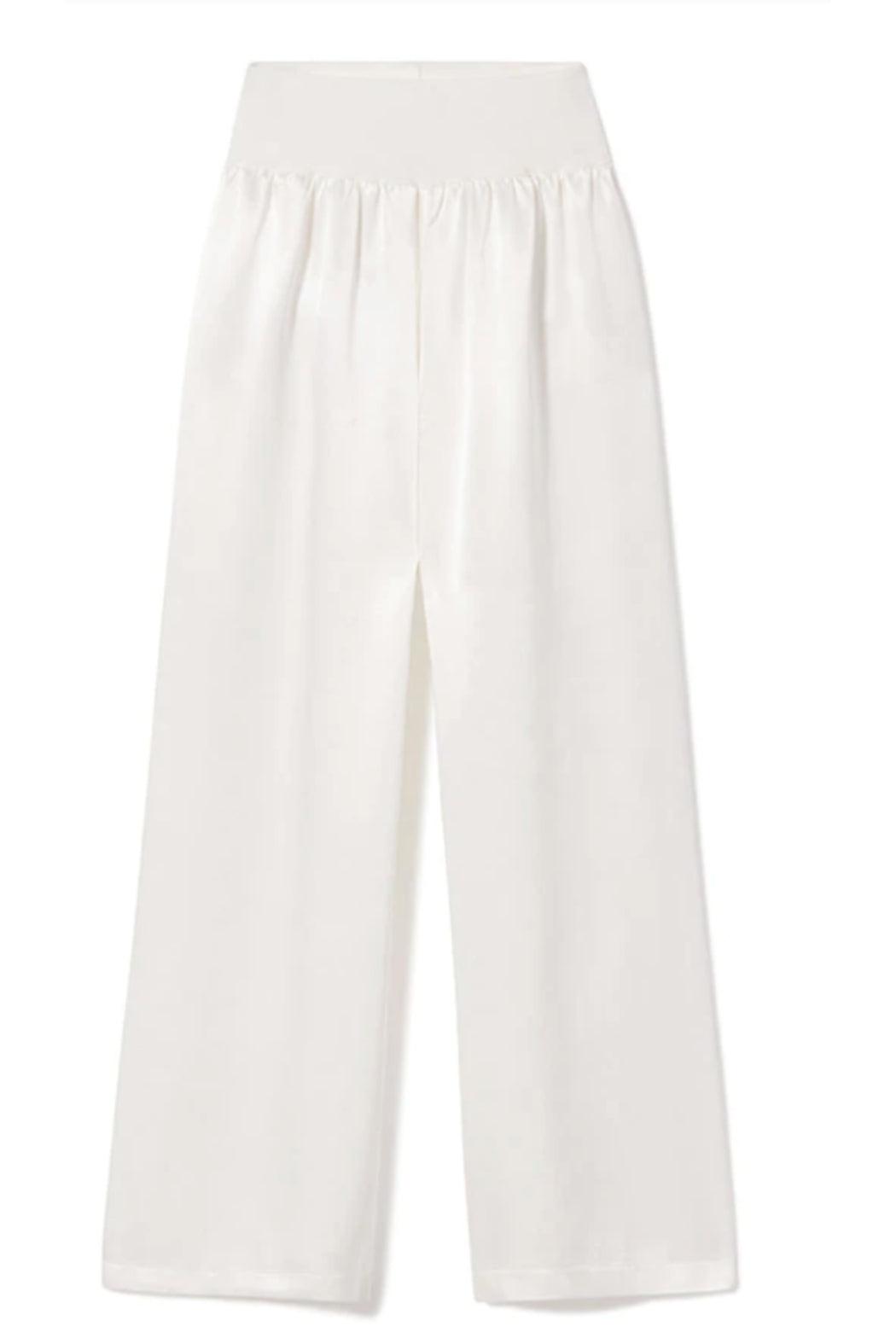 LOLA FOLDOVER KNIT WAISTBAND SATIN PANT Product Image