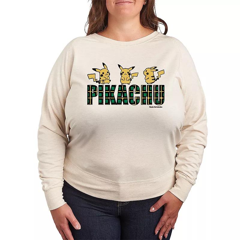 Women's Pokemon Plaid Pikachu French Terry Long Sleeve Tee,  Product Image