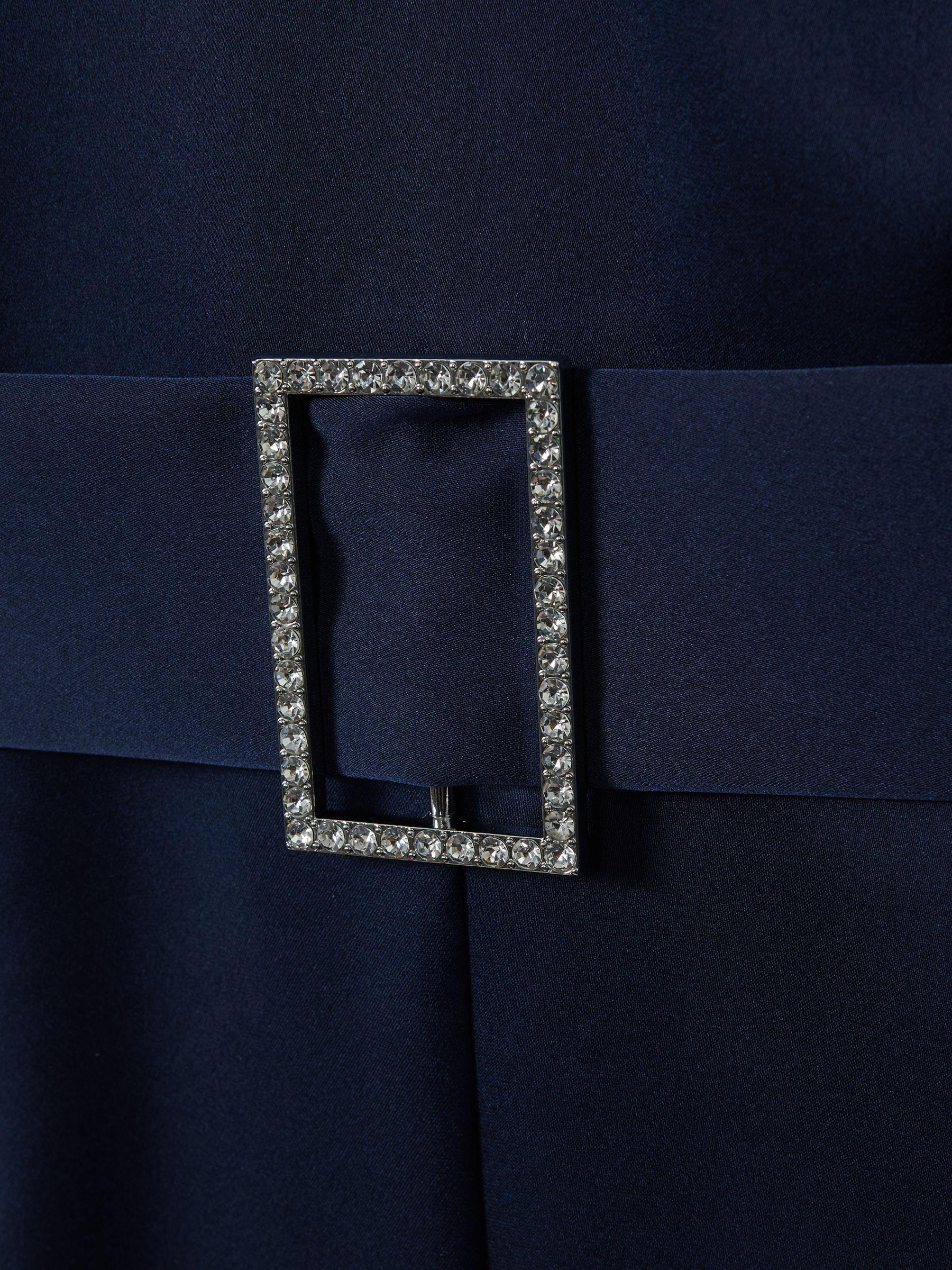 Halston Satin Halter Neck Jumpsuit in Black Product Image