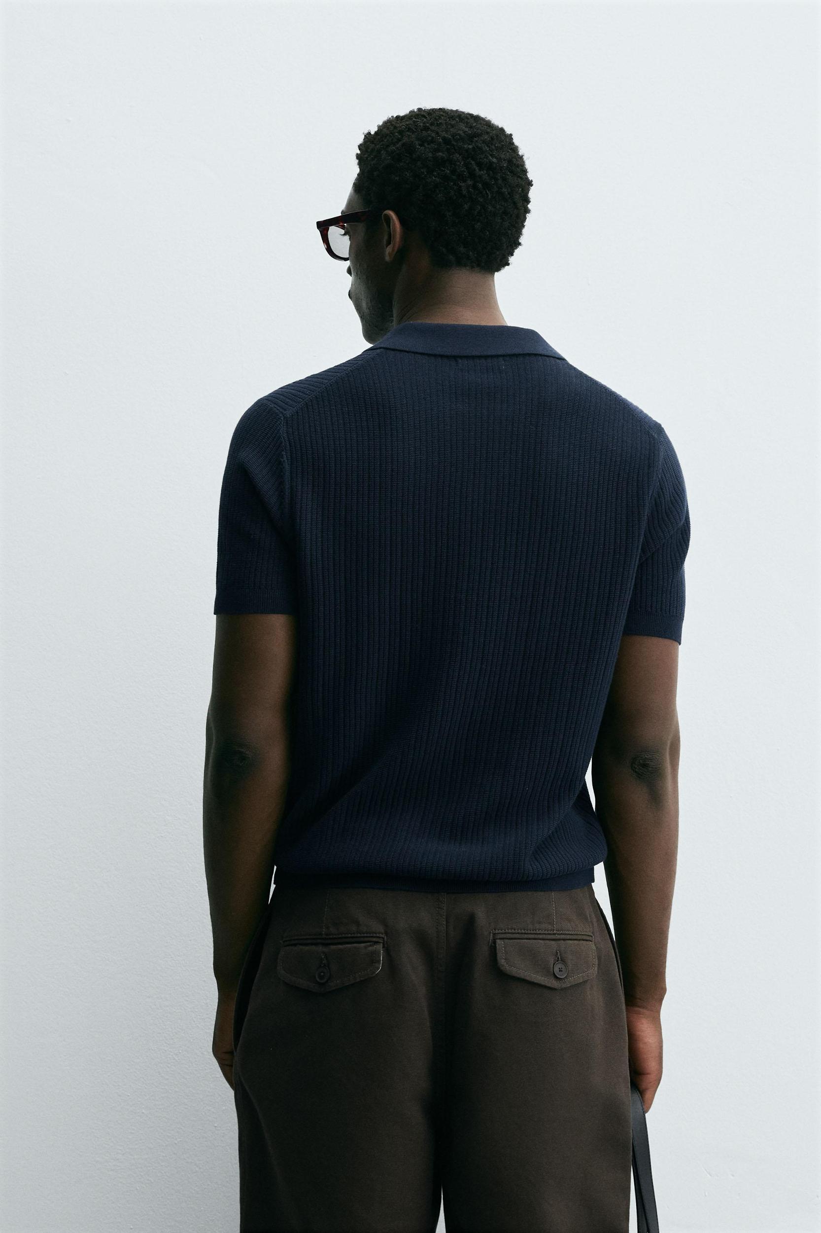 RIBBED KNIT POLO SHIRT Product Image
