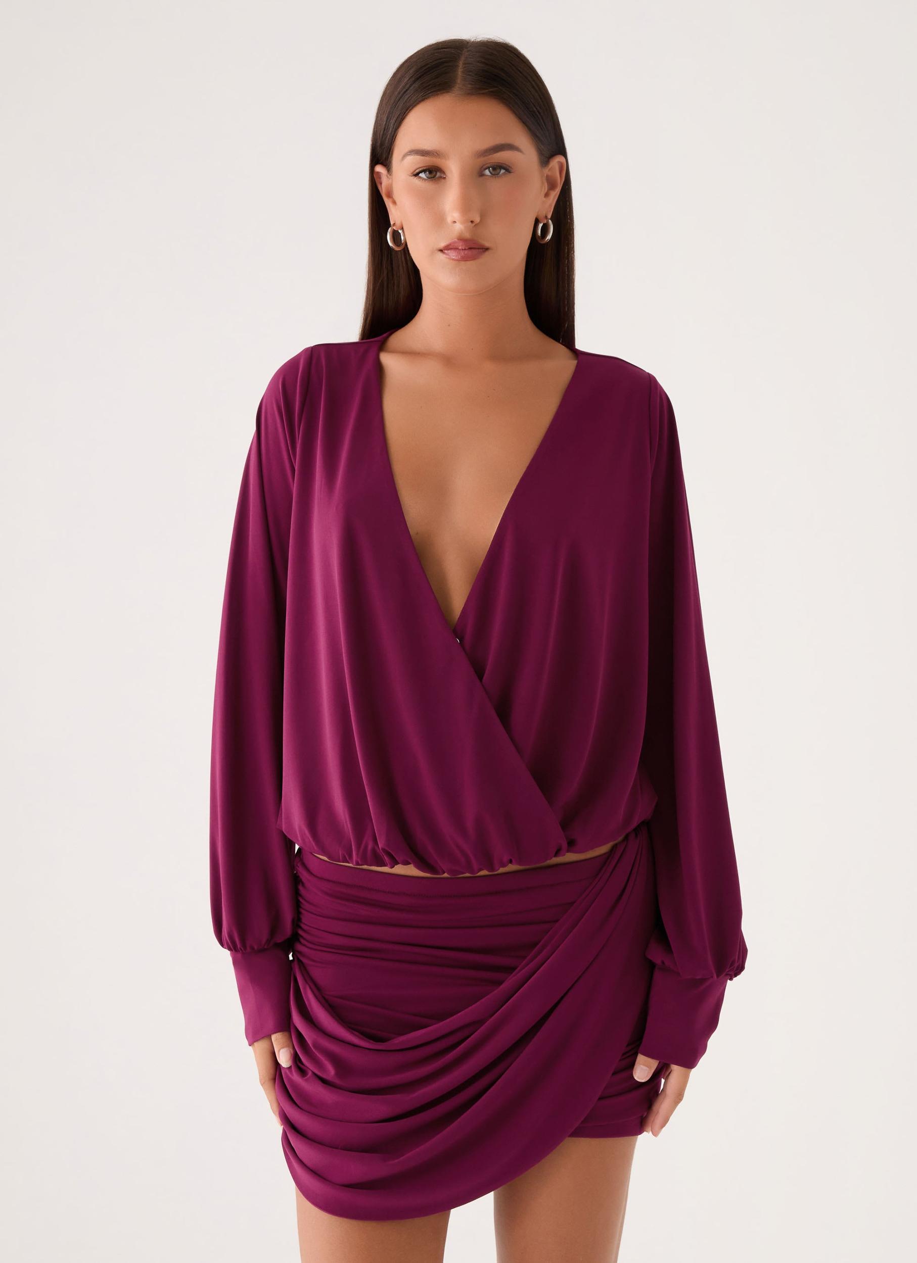 Ettah Long Sleeve Top - Plum Product Image