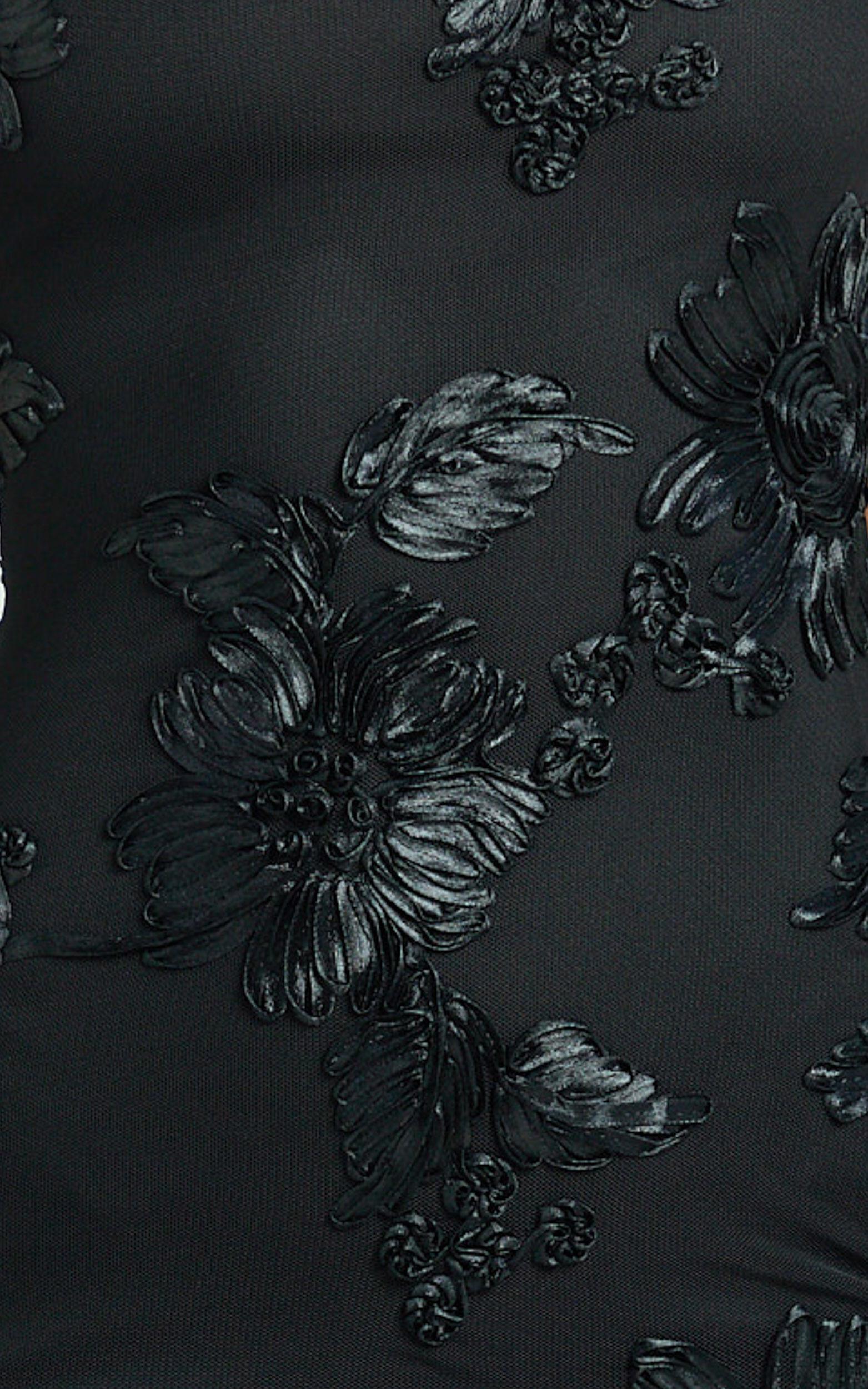 Mina Midi Dress - Embroidered Mesh Dress in Black Product Image