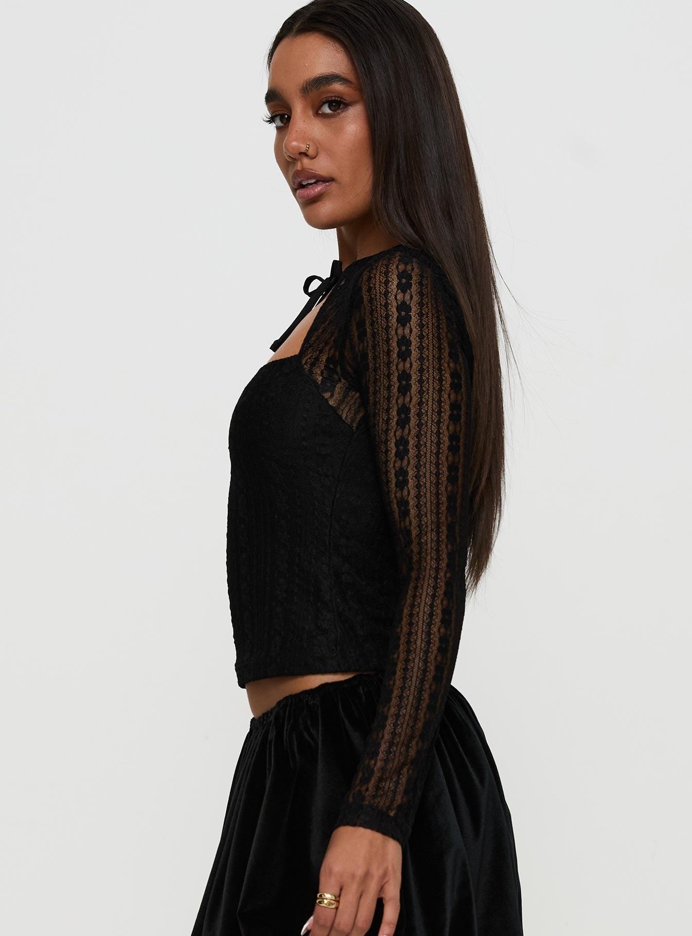 Worth My Time Tie Neck Cut Out Top Black Product Image