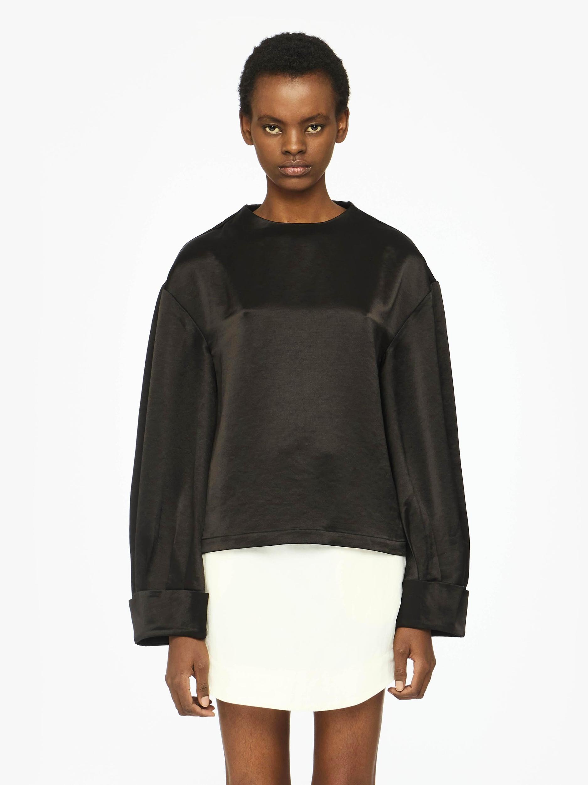 TWISTED SLEEVE SATIN TOP Product Image