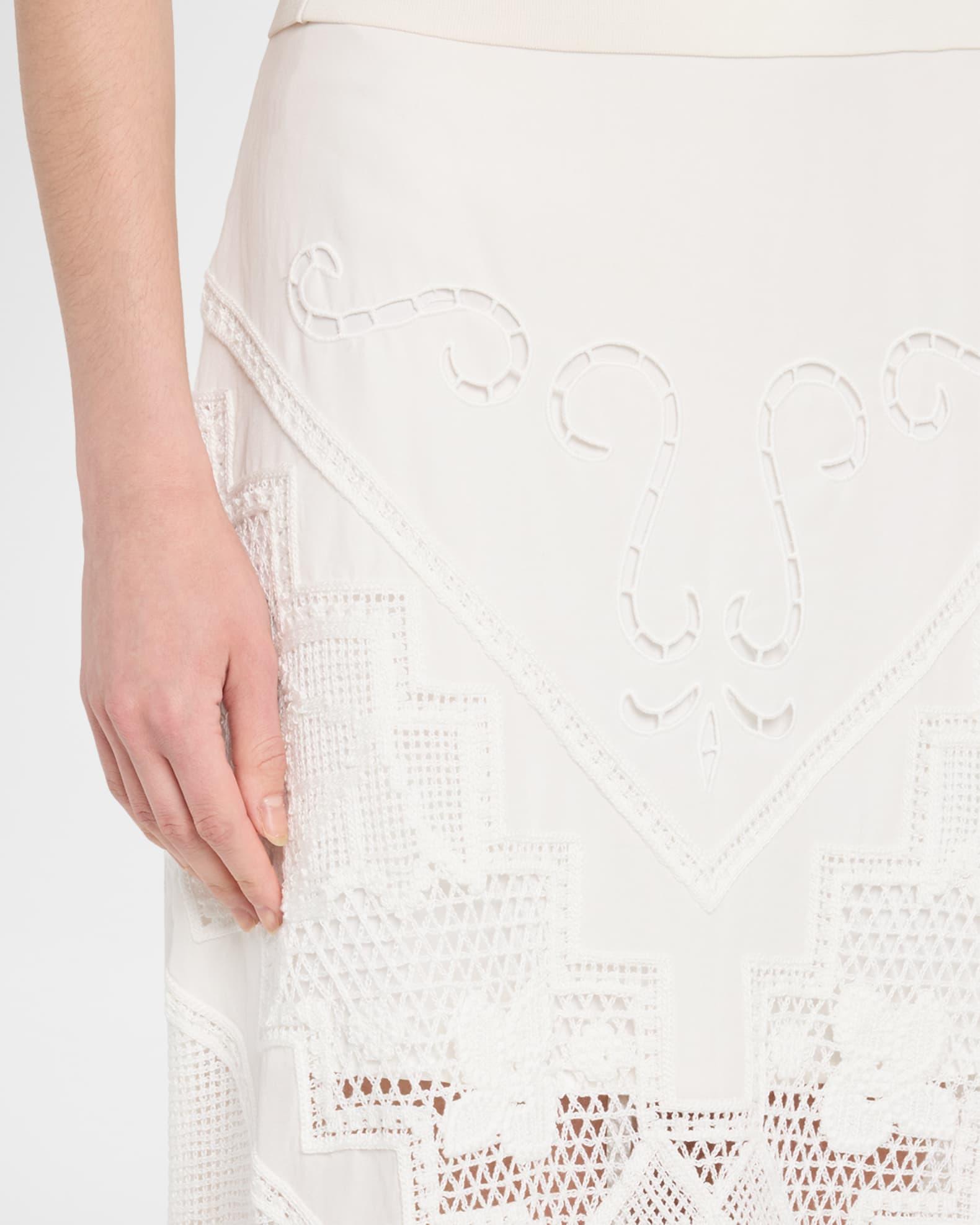 Lorelei Lace-Inset Linen Midi Skirt Product Image