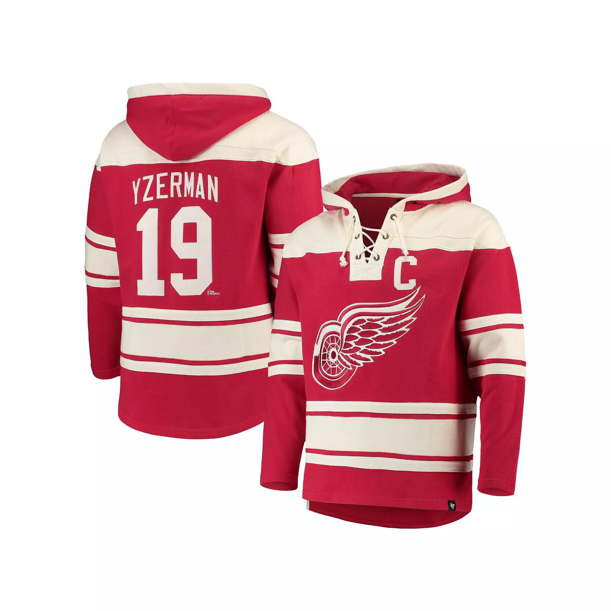 Men's '47 Steve Yzerman Red Detroit Red Wings Player Lacer Pullover Hoodie, Size: Large Product Image