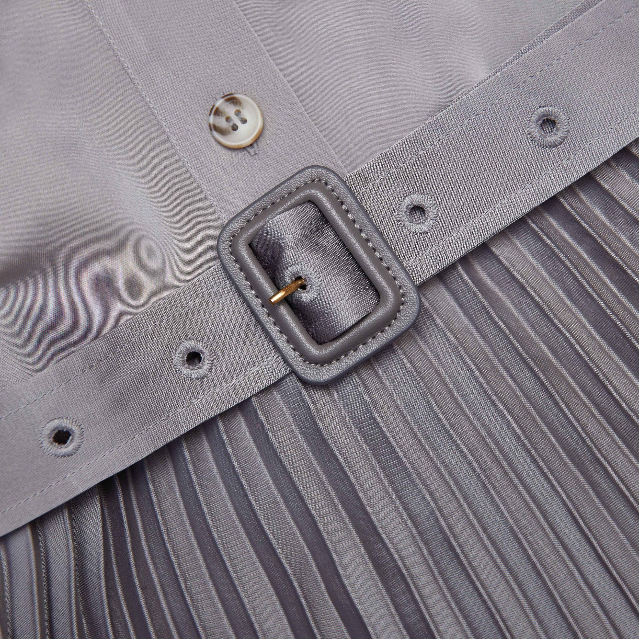 Grey Satin Pleated Maxi Dress Product Image