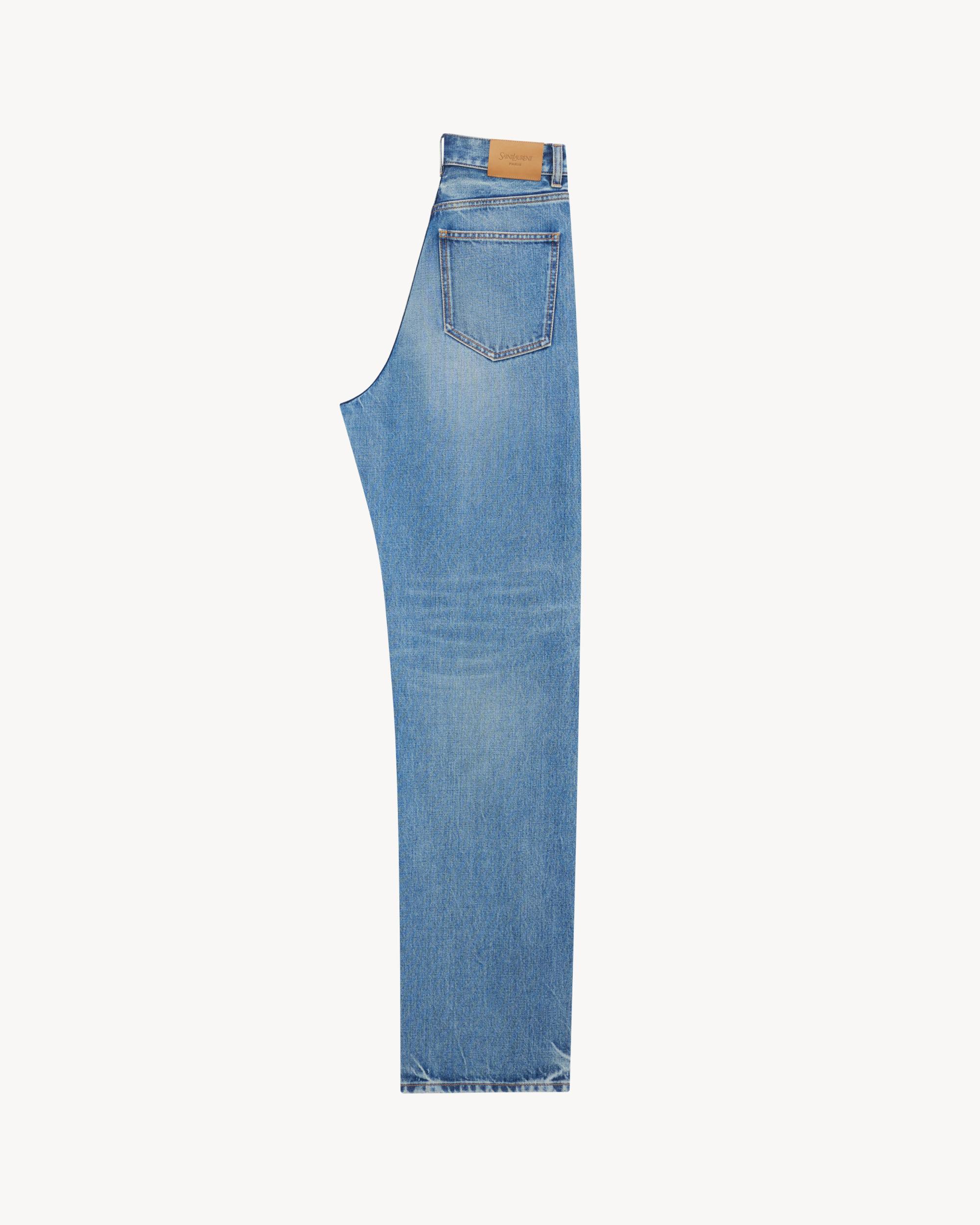 v-waist long baggy jeans in 50's blue  Product Image