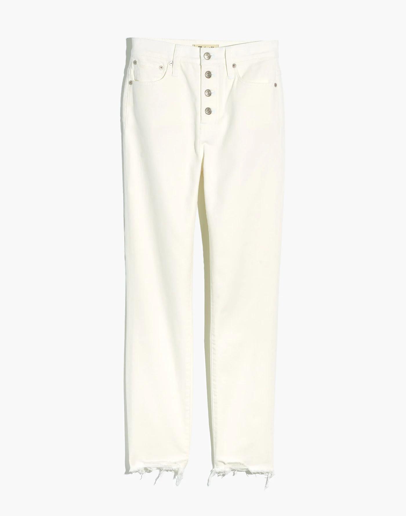 The Petite Perfect Vintage Crop Jean in Tile White: Button-Front Edition Product Image