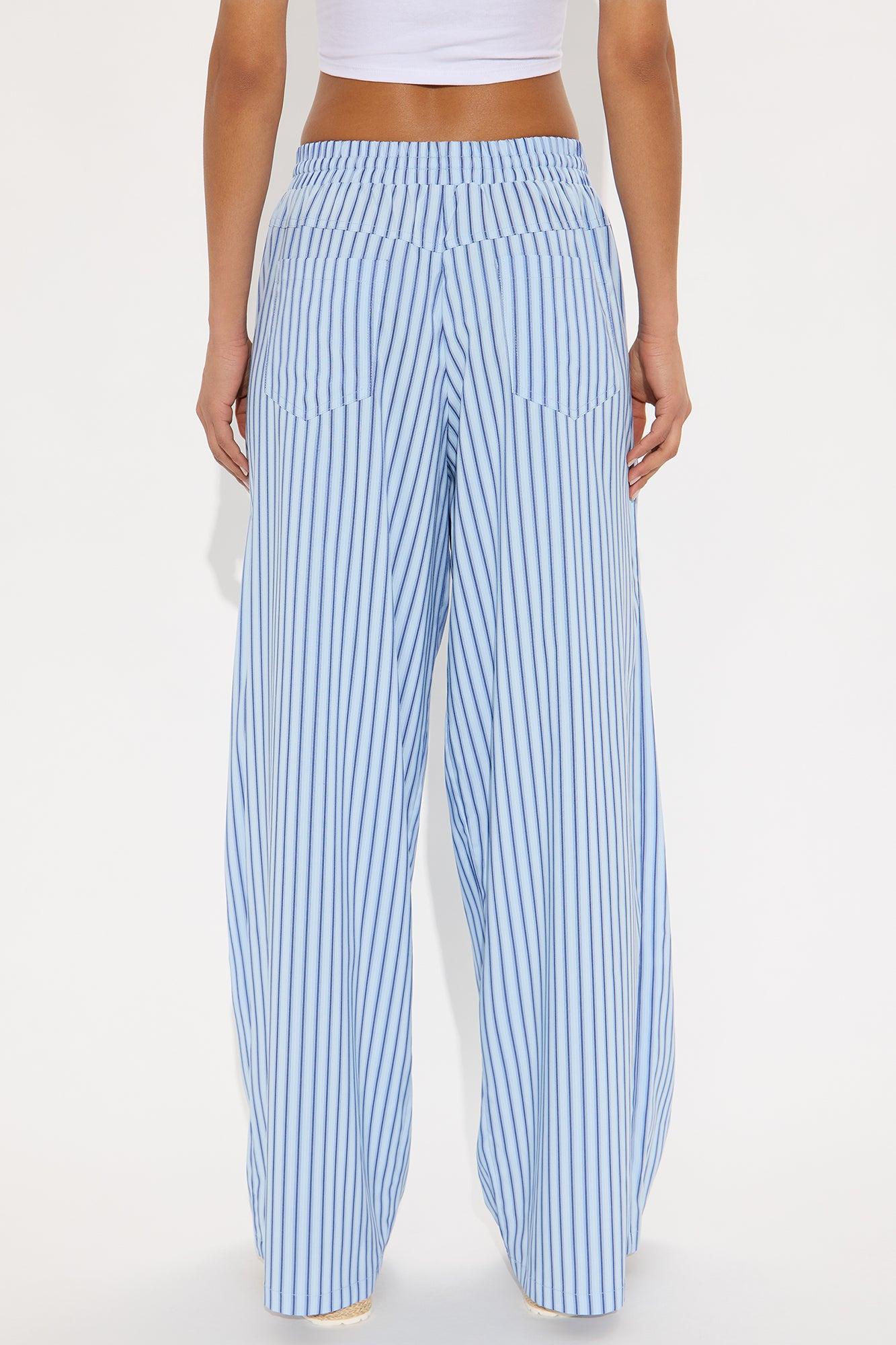 Timothy Striped Wide Leg Pant - Light Blue Product Image