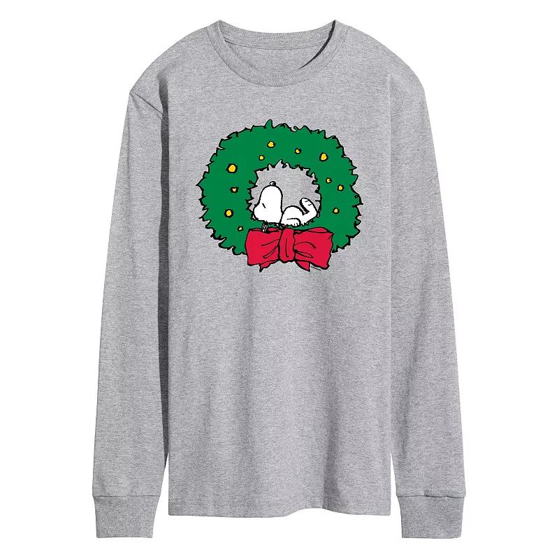 Men's Peanuts Snoopy Wreath Long Sleeve Graphic Tee,  Product Image