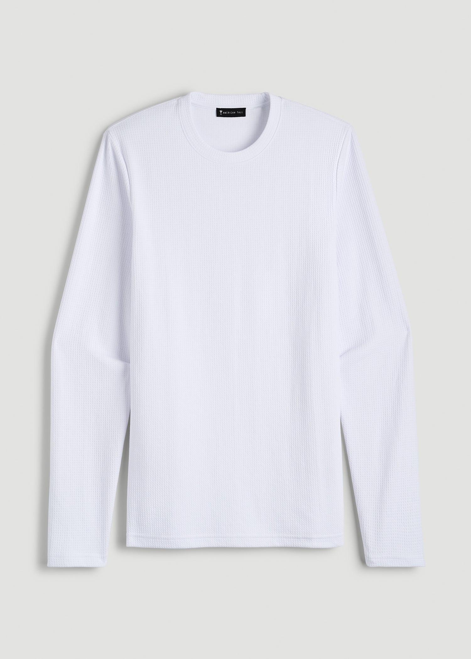 Cloud Knit Waffle Long Sleeve Tee for Tall Men in White Male Product Image