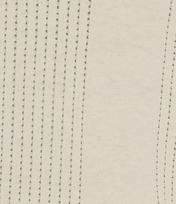 Murano Crocodile World Collection Pointelle Johnny Collar Short Sleeve Sweater Knit Shirt Product Image