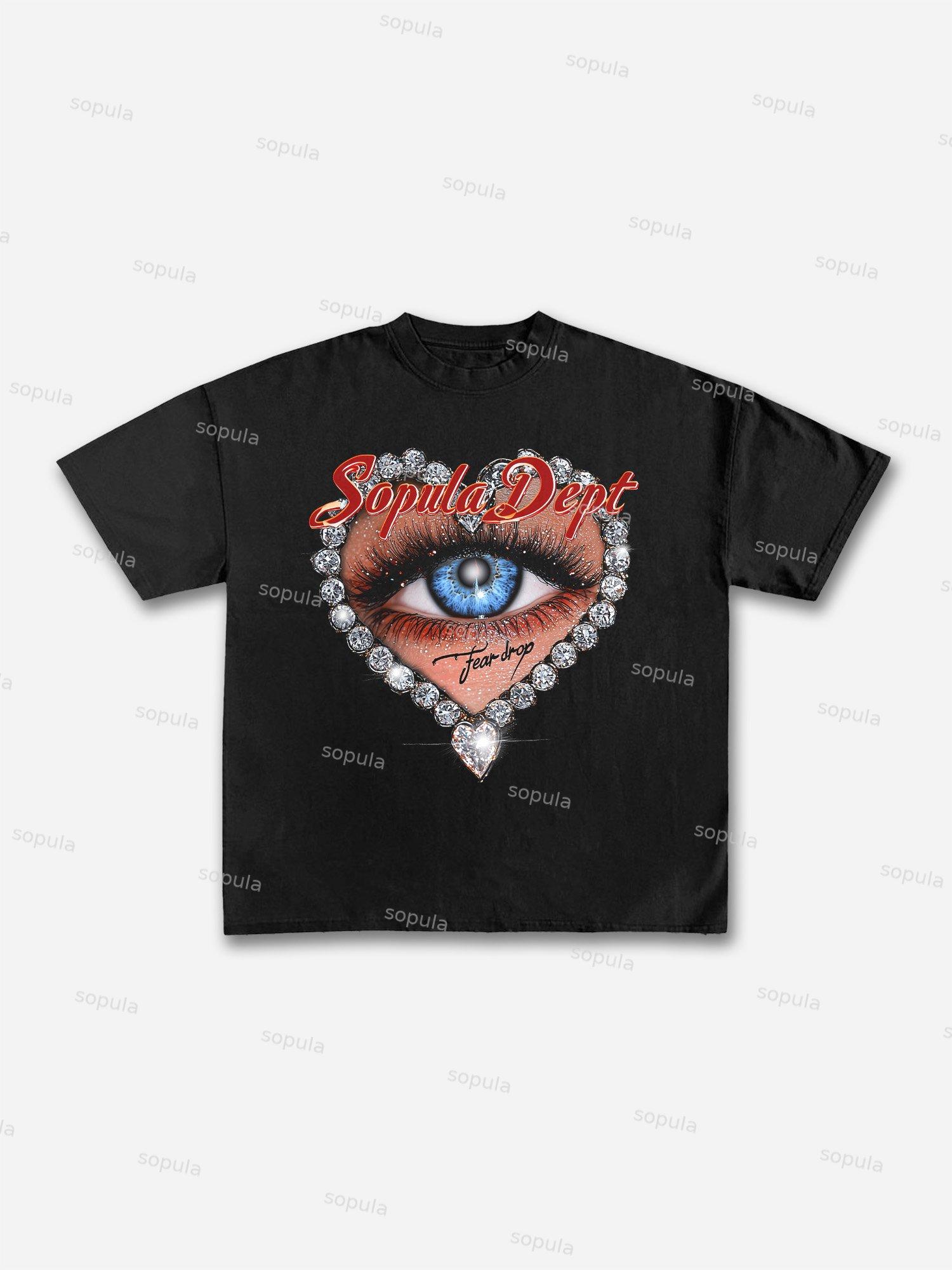 Diamond Teardrop Graphic Print Cotton T-shirt Product Image