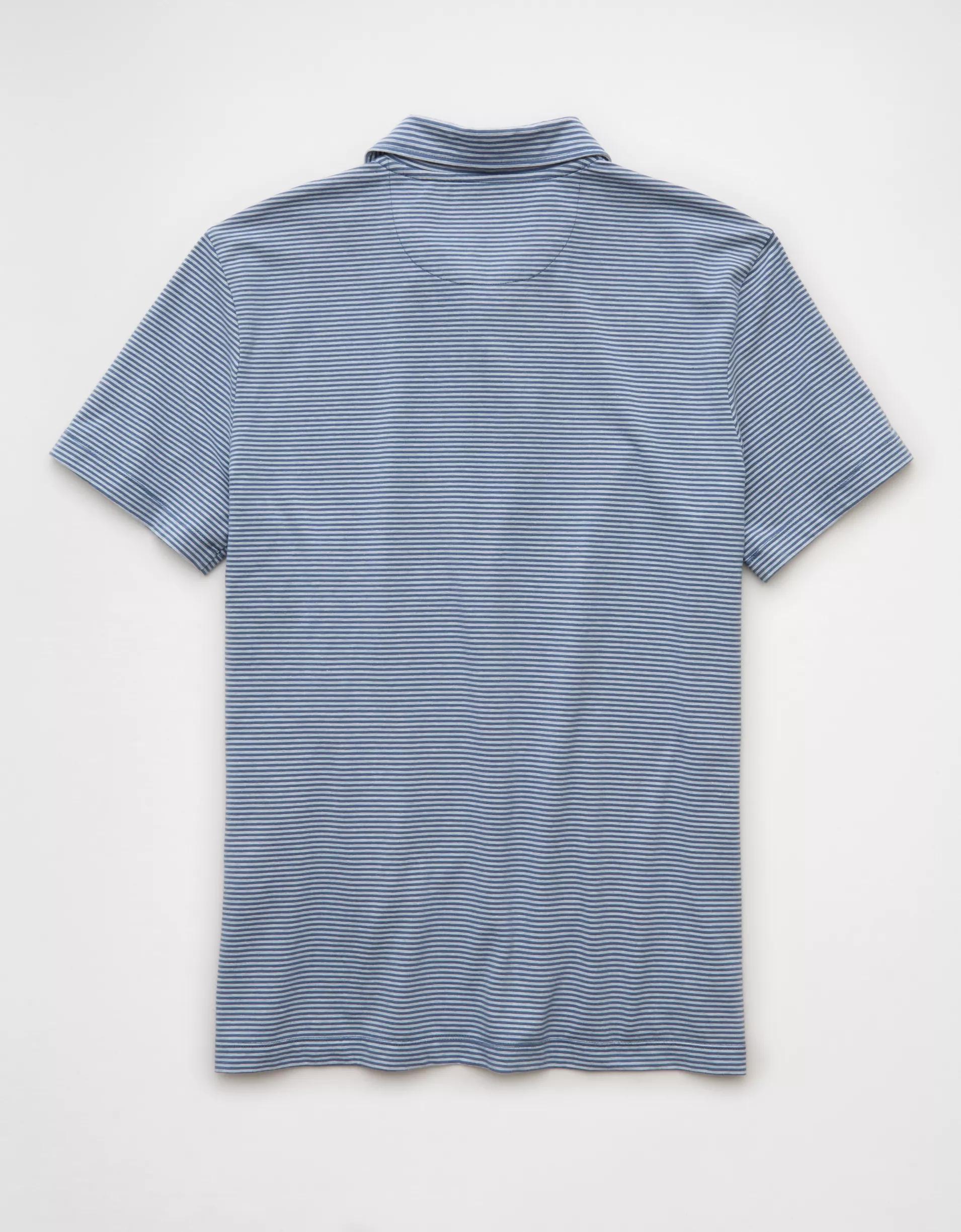 AE 24/7 Club Logo Striped Polo Shirt Product Image