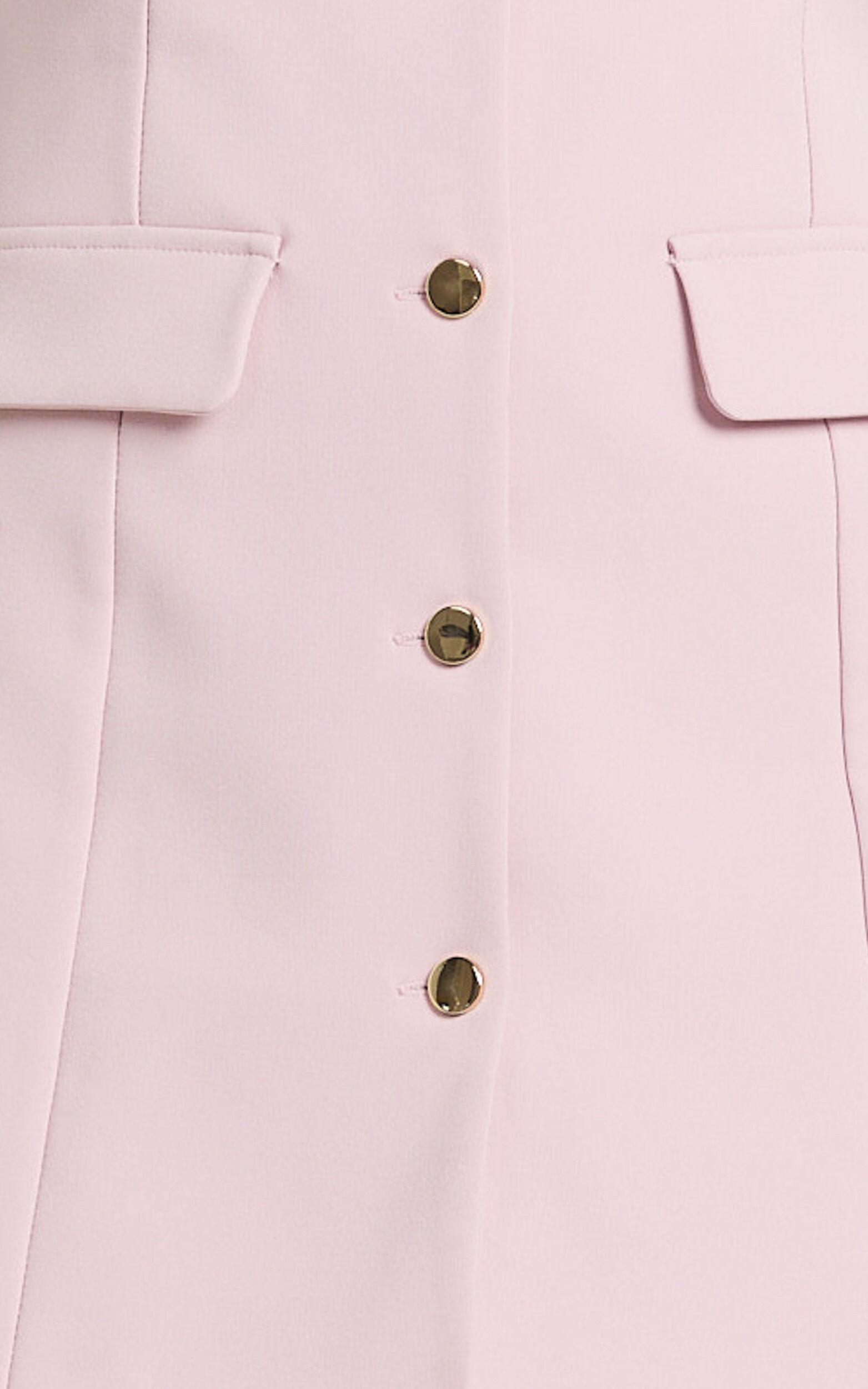 Kenna Mini Dress - Square Neck Button Down Mini Dress in Pink Product Image