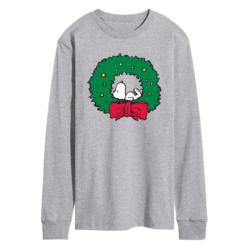 Men's Peanuts Snoopy Wreath Long Sleeve Graphic Tee,  Product Image