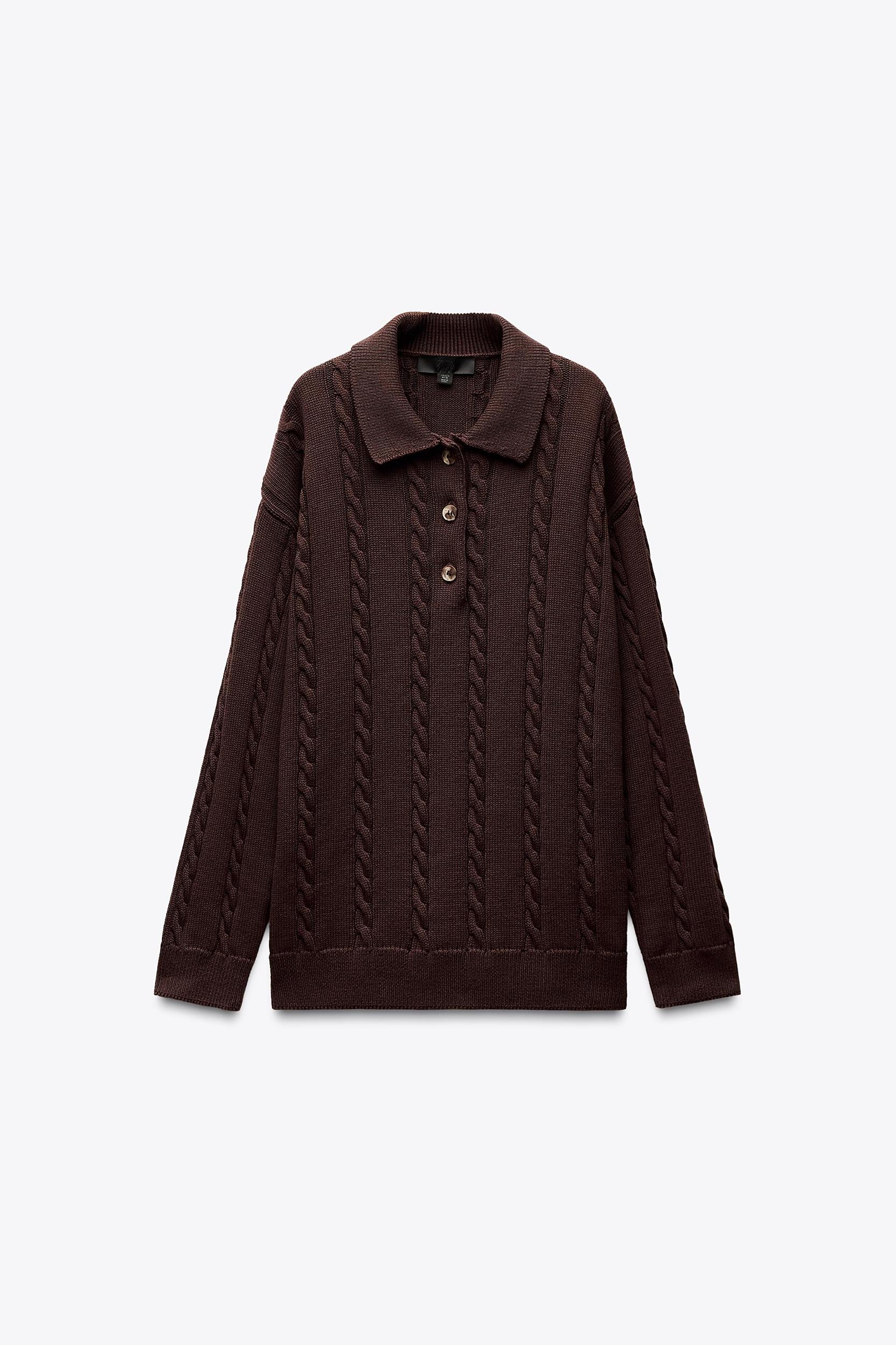 CABLE KNIT POLO SWEATER Product Image