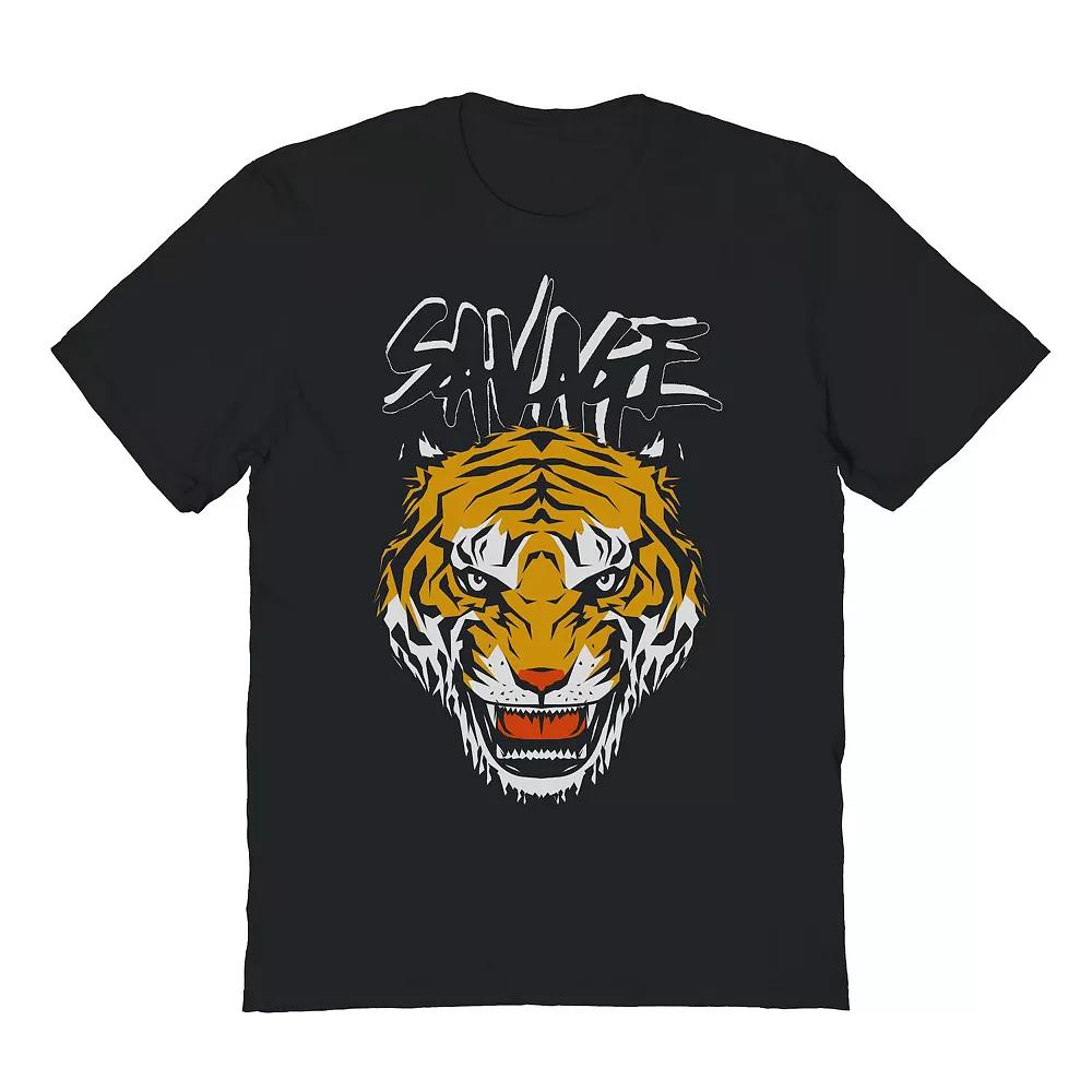 Men's Savage Growling Tiger Graphic Tee, Size: Small, Black Product Image