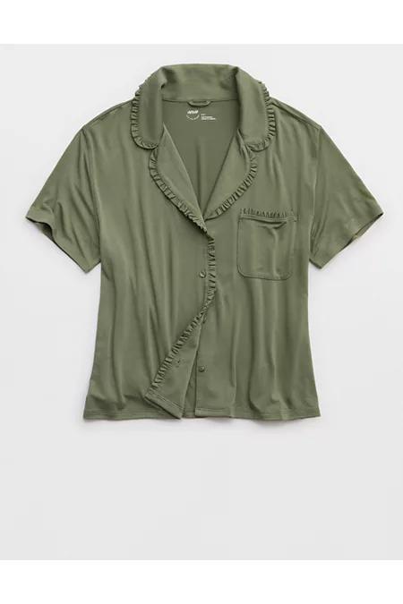 Aerie Real SoftÂ® Ruffle Pajama Shirt Women's Product Image