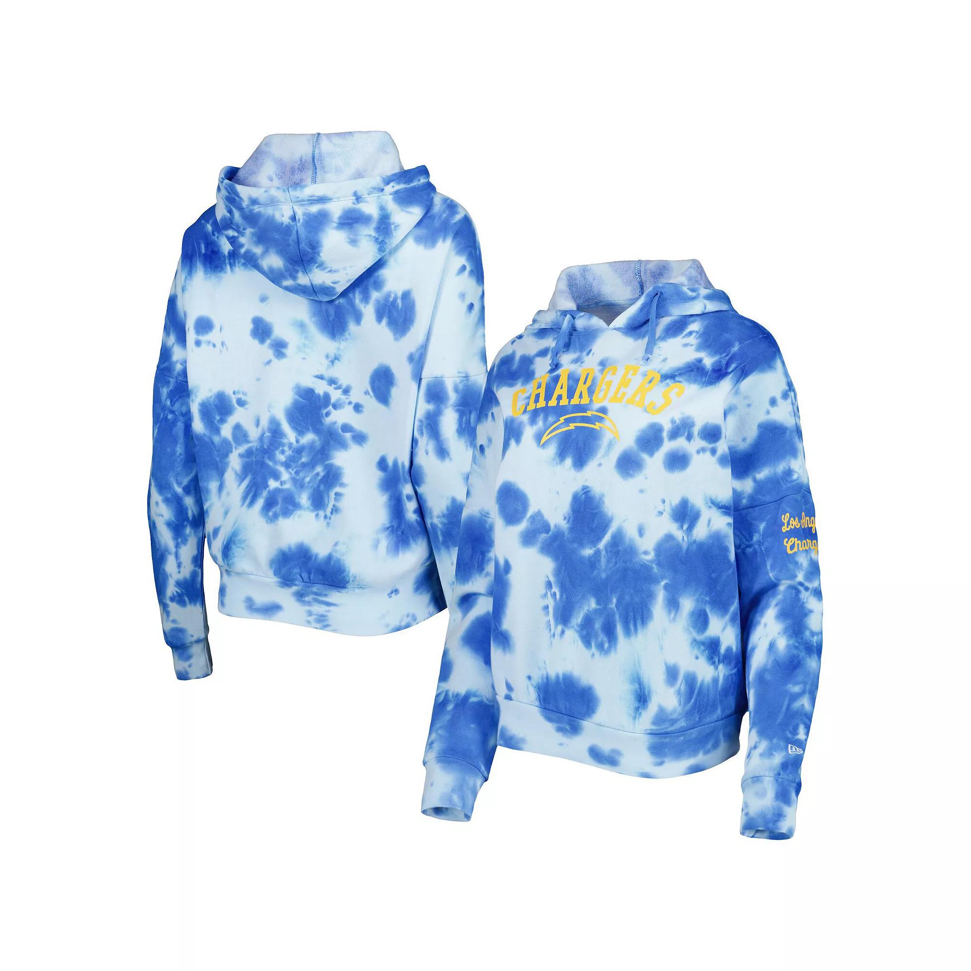 Women's New Era Powder Blue Los Angeles Chargers Cloud Dye Fleece Pullover Hoodie, Size: Large, Light Product Image