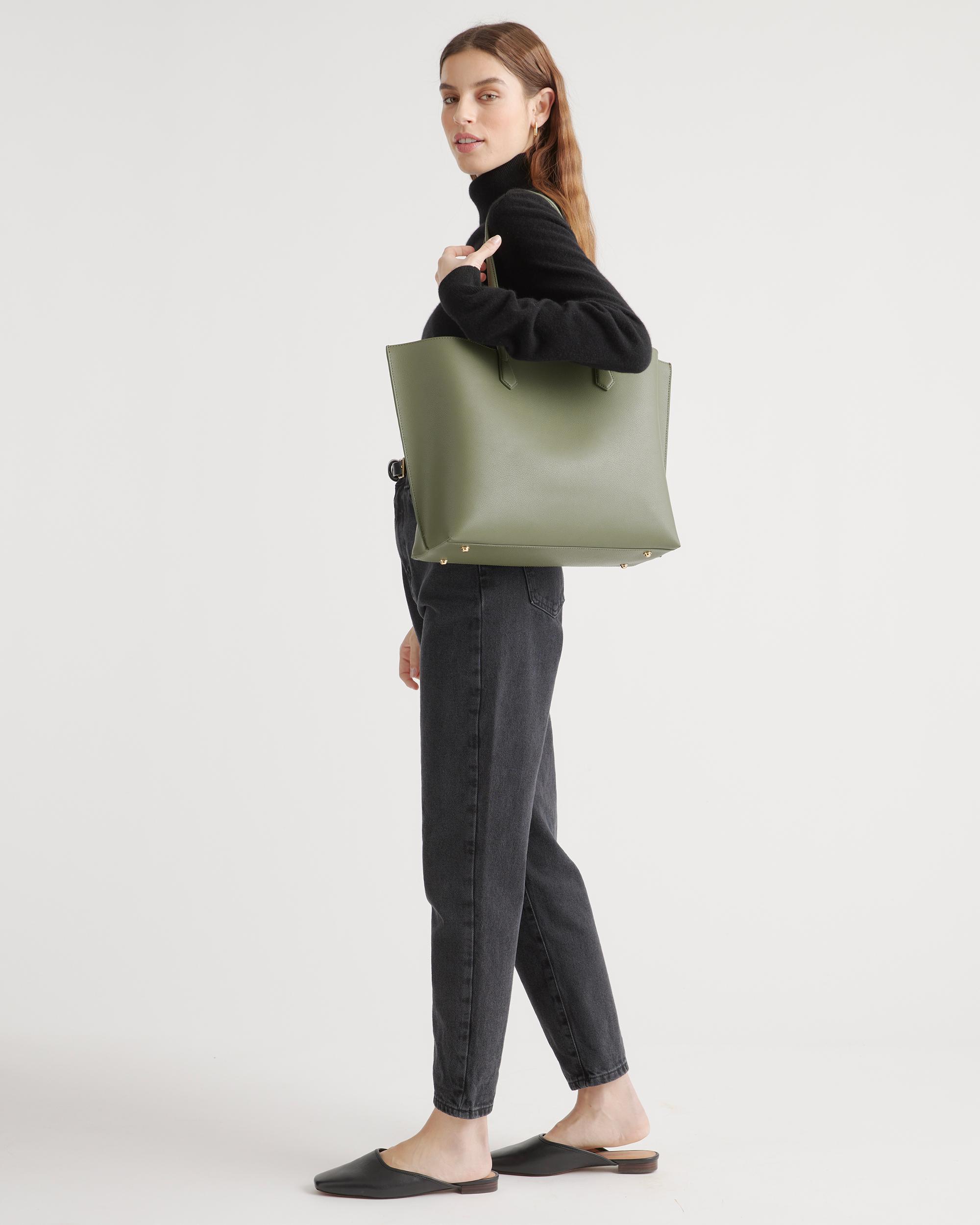 Quince | Women's Italian Leather Triple Compartment Shopper Tote Product Image