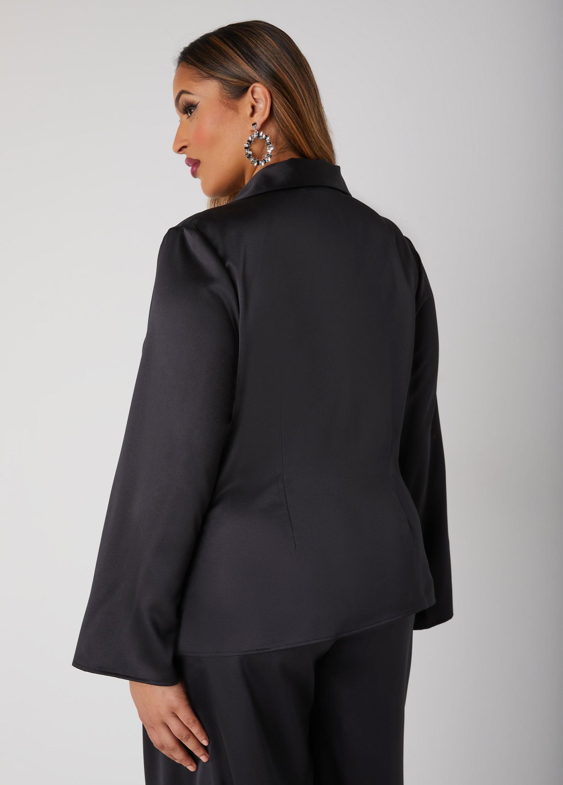 Plus Size Wide Leg Satin Pants Ashley Stewart Product Image