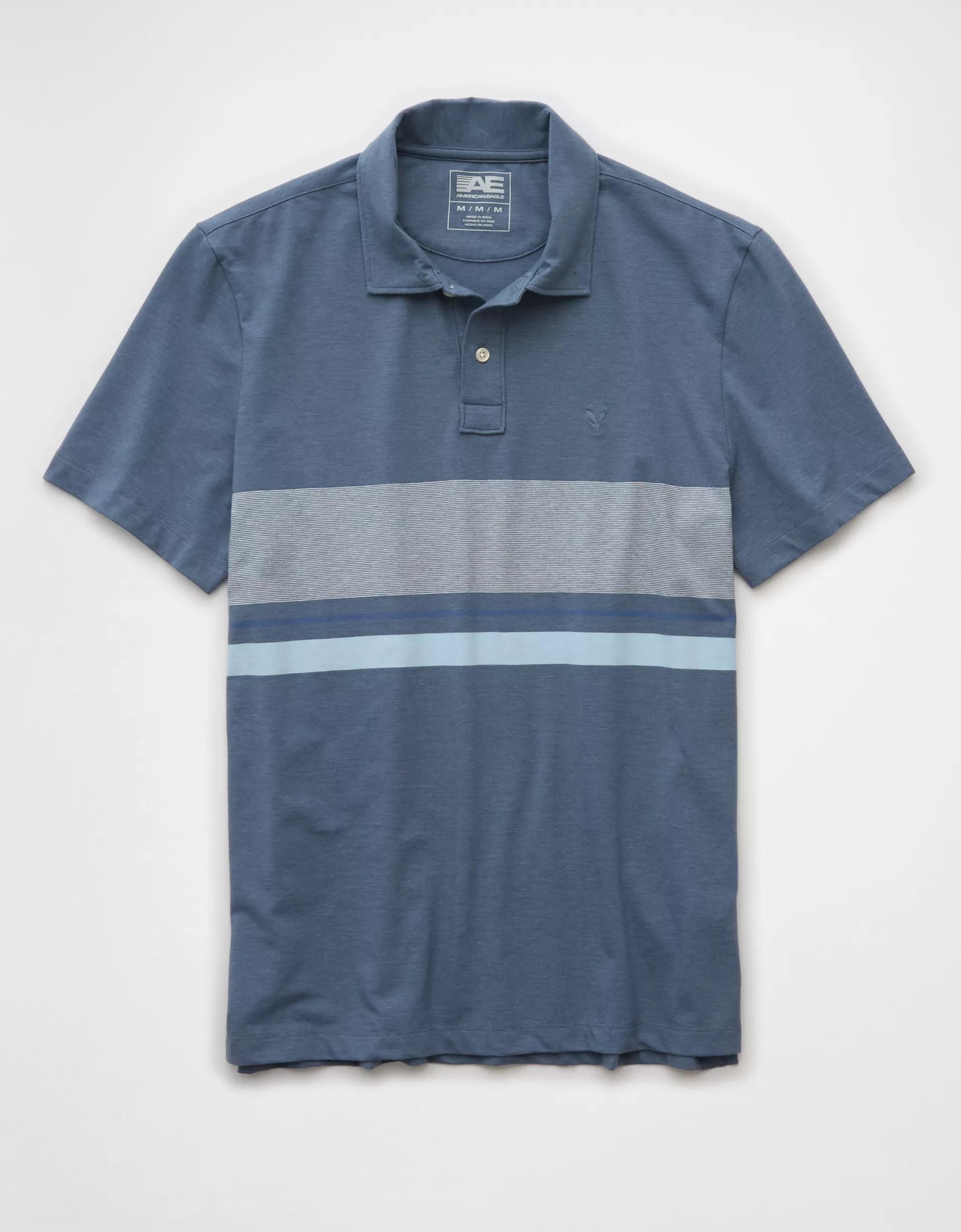 AE 24/7 Club Logo Striped Polo Shirt Product Image