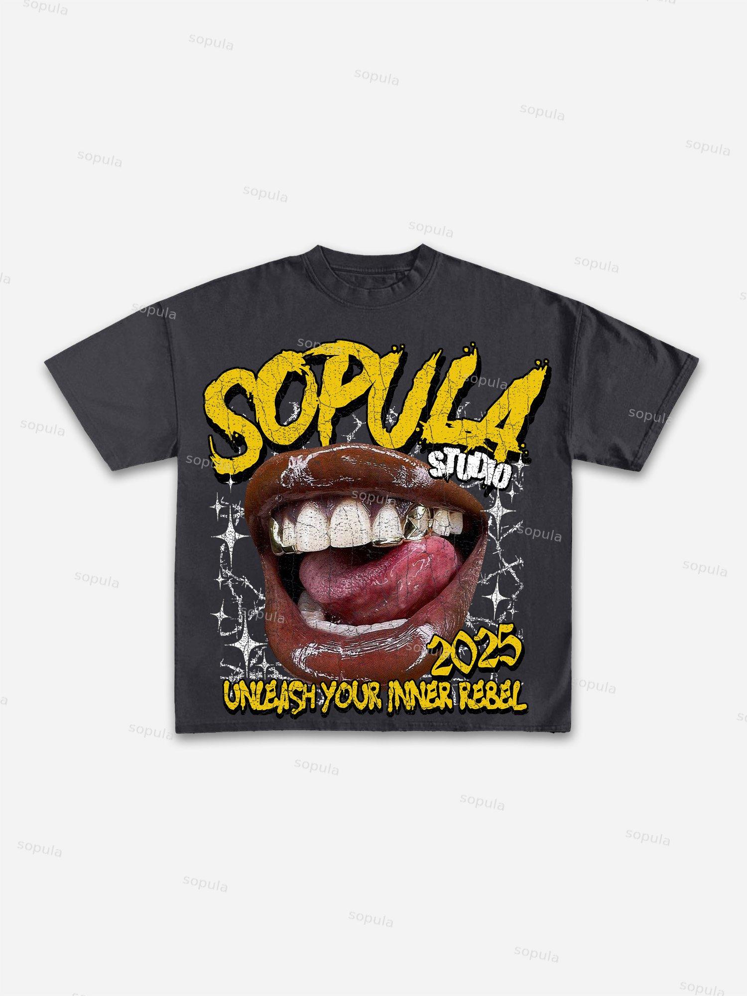 Sopula Lip Print Cotton T-shirt Product Image
