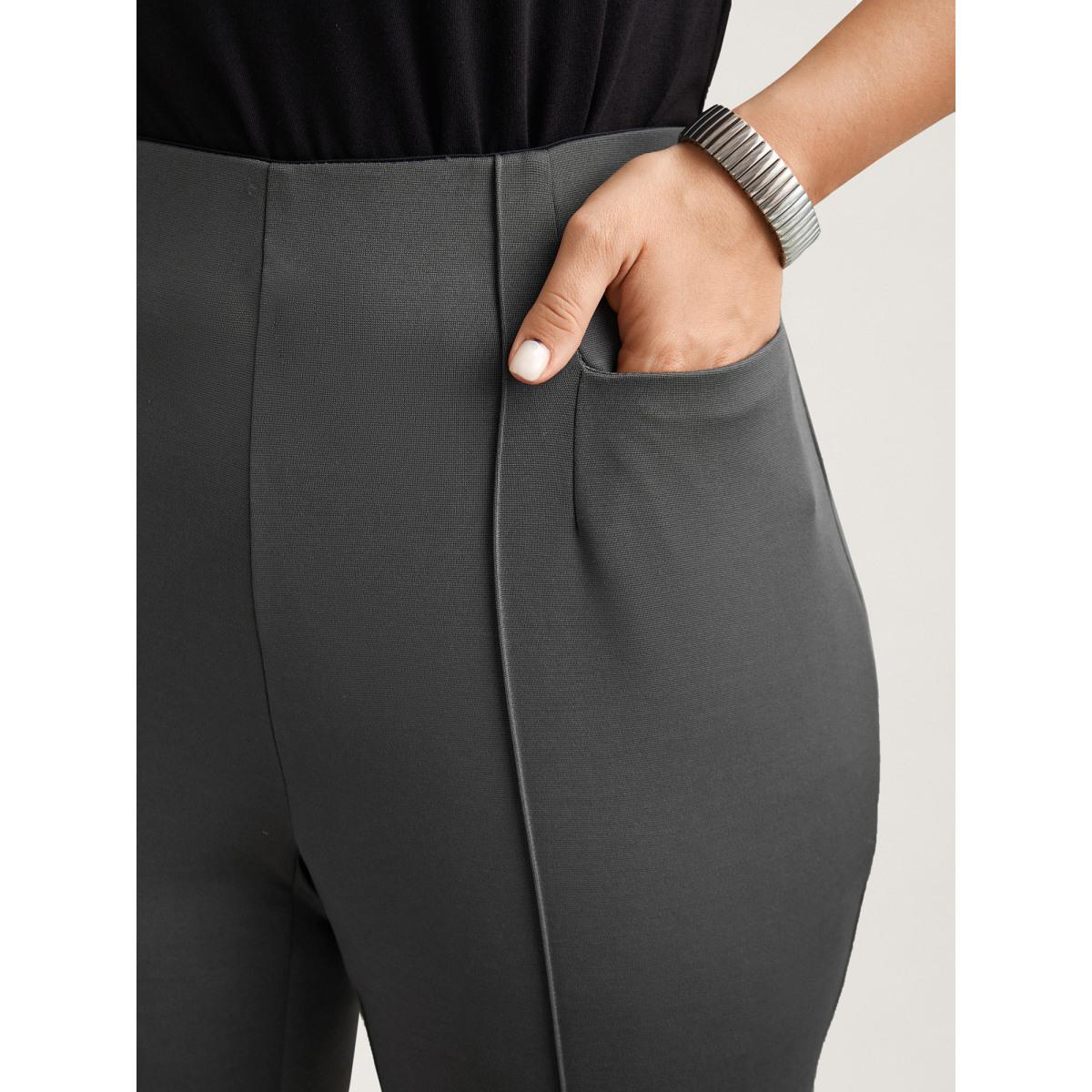 Plus Size Heather No-Seam Skinny-Fit Pants Women DimGray Elegant Skinny Mid Rise Everyday Pants BloomChic 22-24/3X Product Image