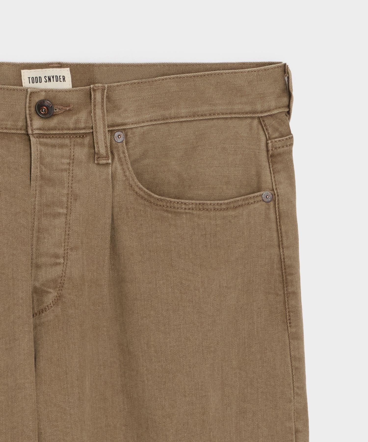 Relaxed 5-Pocket Pleated Jean in Light Brown Product Image